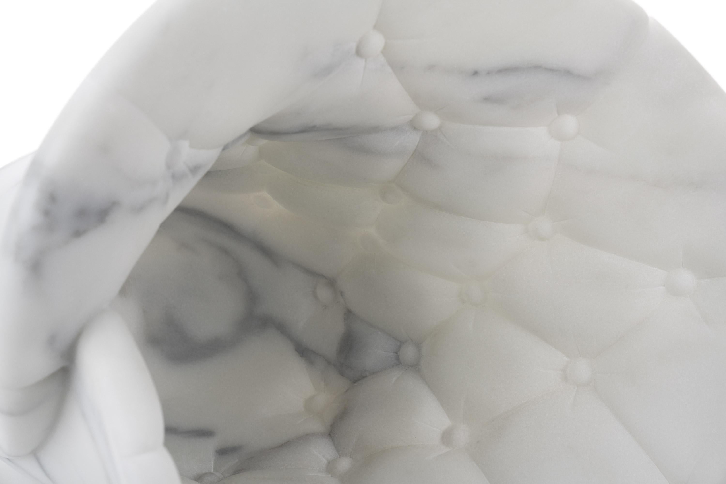 Champagner Eimer Weinkühler Statuario Marmor Handgemacht in Italien Gepolsterte Form im Angebot 2