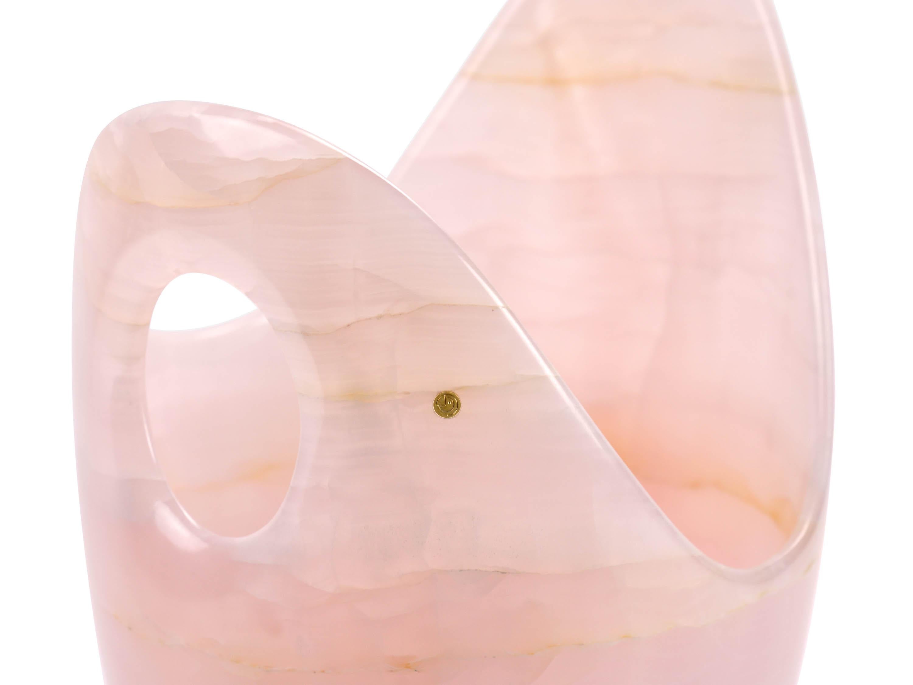 Escultura Jarrón Enfriador de Vino Cubo de Champán Mármol Ónice Rosa Diseño Coleccionable en venta 3