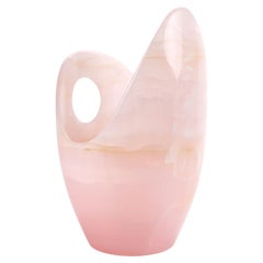 Champagner-Kühler-Vase/Weinkühler-Skulptur aus rosa Onyxmarmor, Sammlerstück