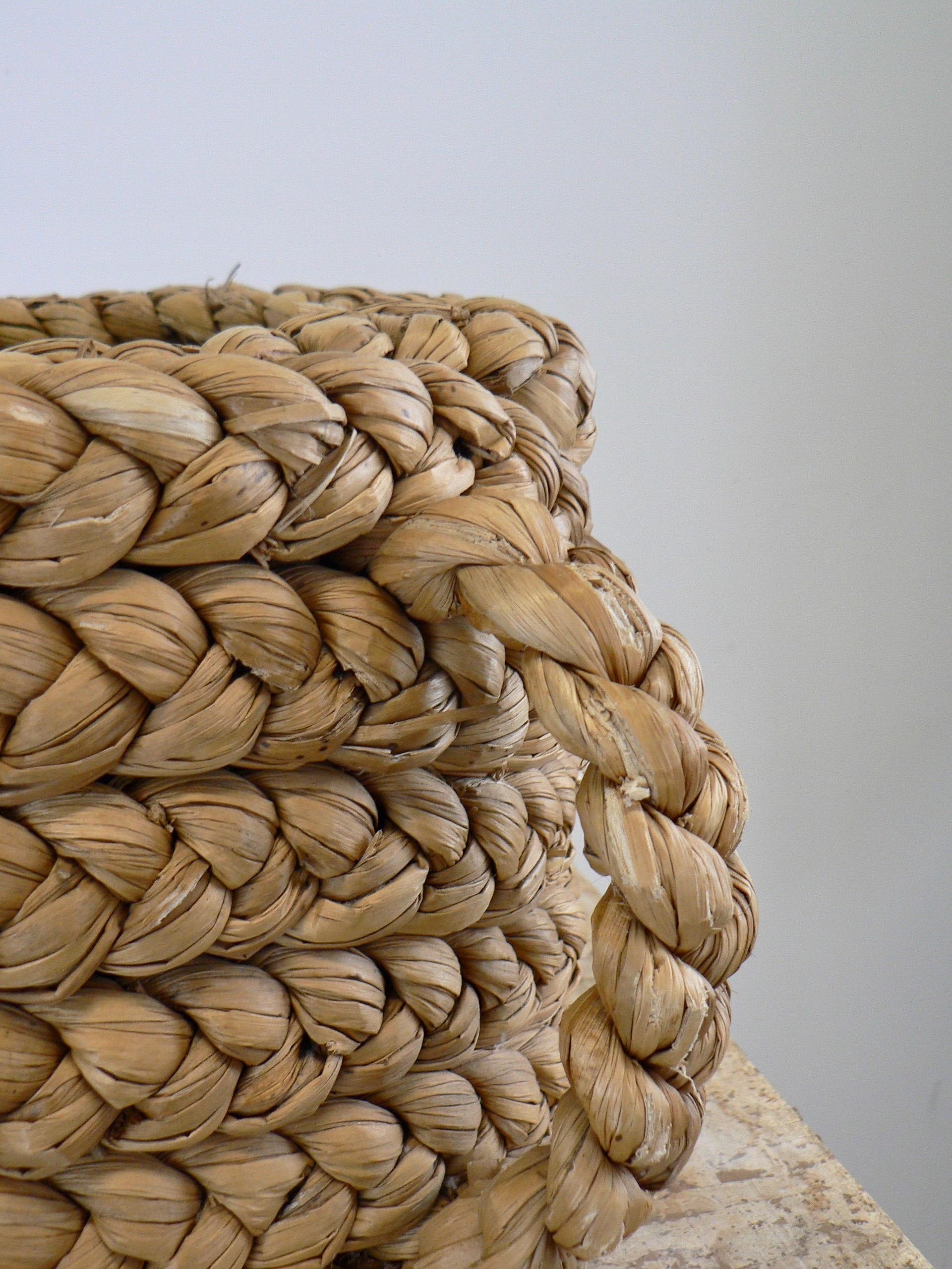 European Champagne Bucket with Sisal Woven Exterior by Audoux and Minet France 1950 For Sale