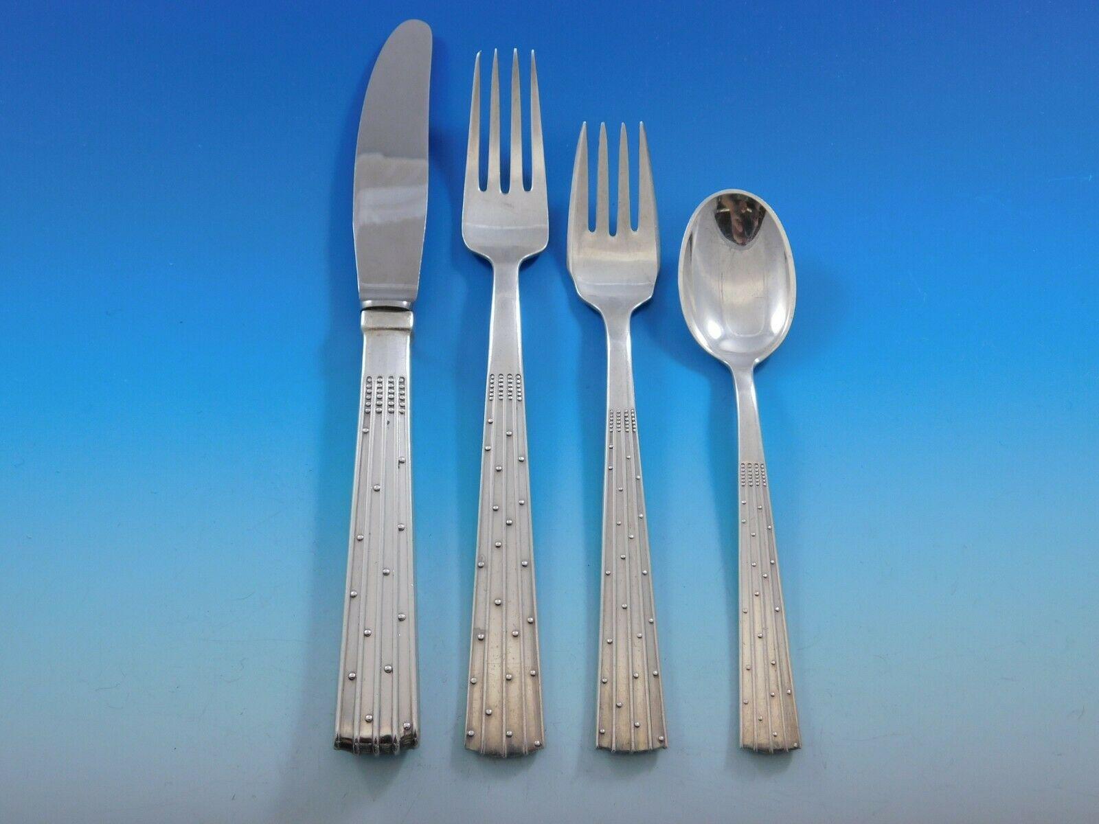 Champagne by O. Mogensen Danish Sterling Silver Flatware Set for 12 Modern 74 Pc In Excellent Condition In Big Bend, WI