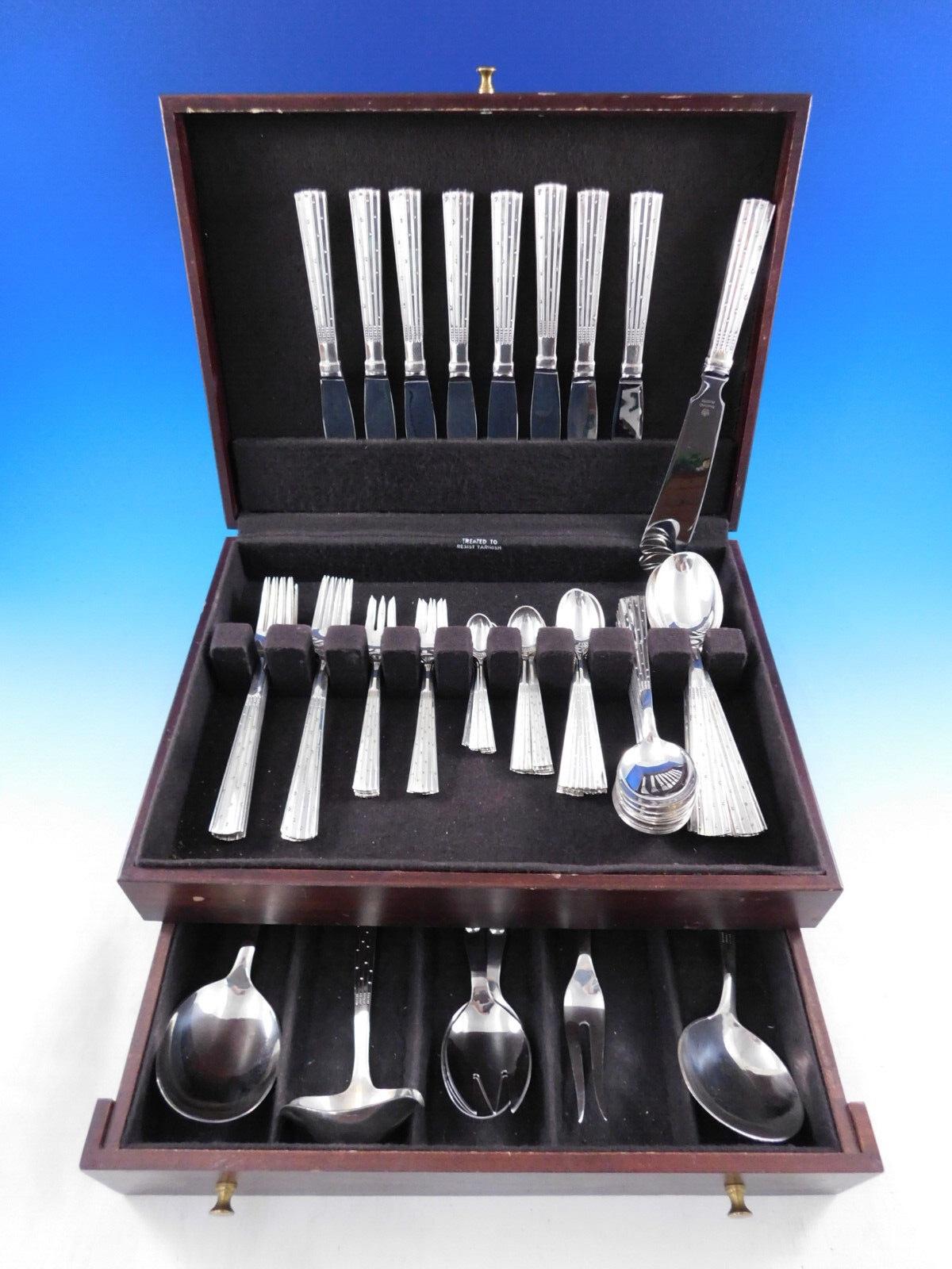 Champagne by Orla Vagn Mogensen Set di posate in argento danese 71 pezzi in vendita 4