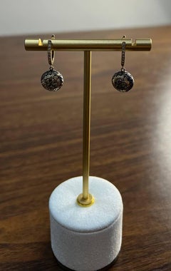 Champagne Cognac Diamond Cluster Pave Set 14K Gold Statement Drop Earrings
