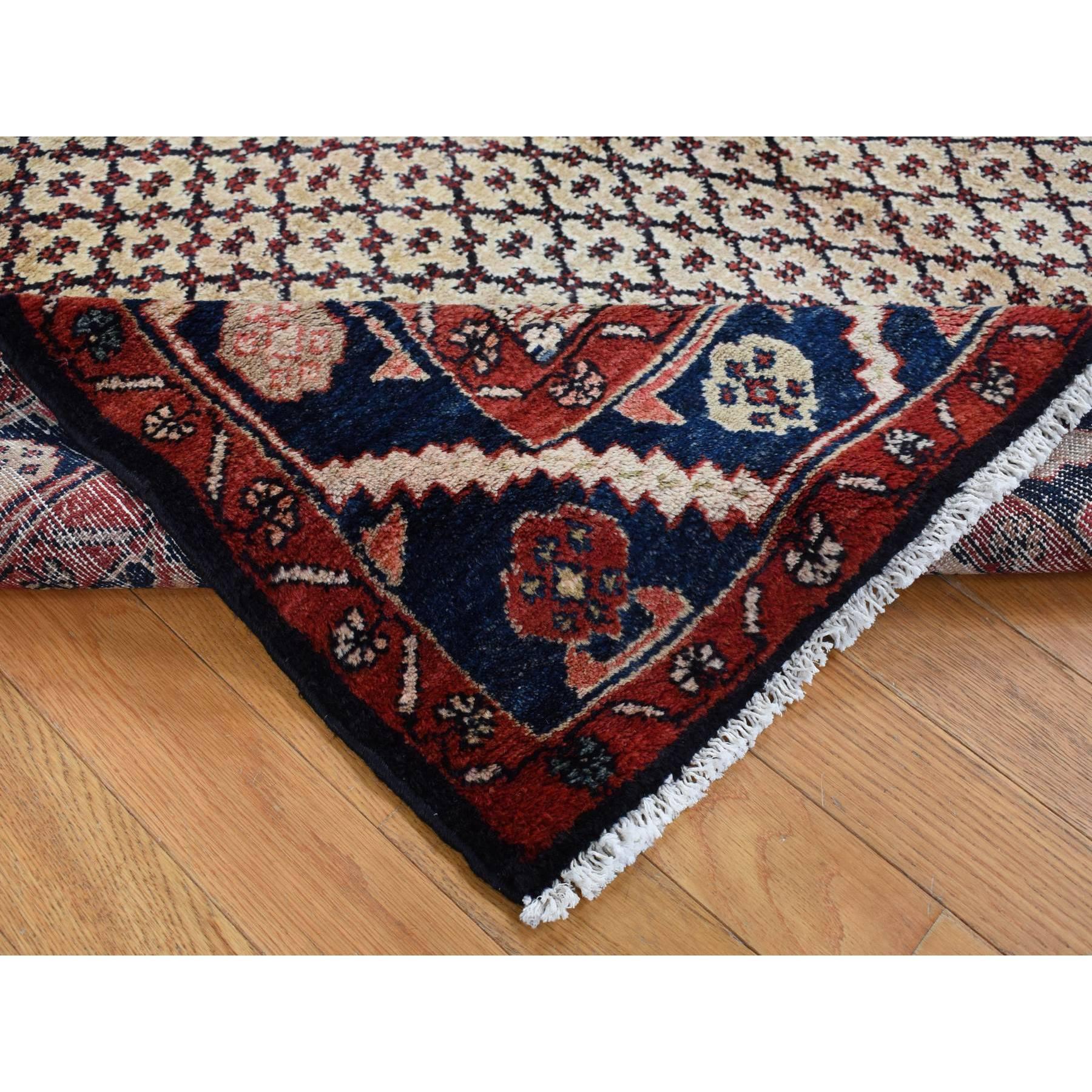Champagne Color Vintage Persian Hamadan Camel Hair Pure Wool Hand Knotted Rug In Good Condition For Sale In Carlstadt, NJ