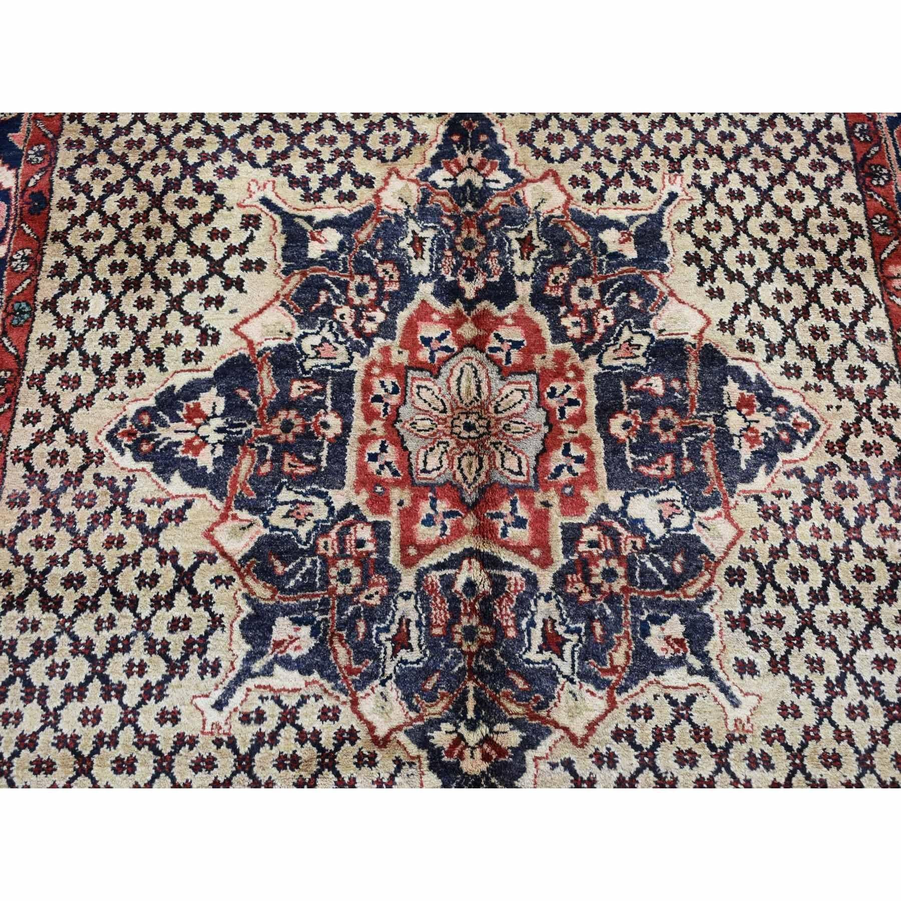 Champagne Color Vintage Persian Hamadan Camel Hair Pure Wool Hand Knotted Rug For Sale 2