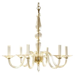Champagne Colored Six-Light Murano Chandelier