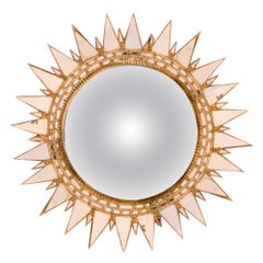 Champagne Colored Starburst Mirror in the Manner of Line Vautrin, Contemporary