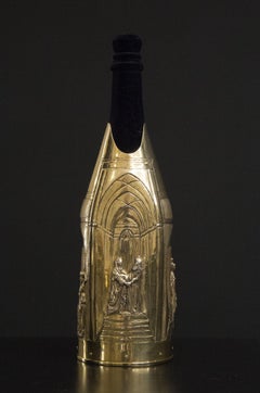 Champagne Cooler Hand-Chiseled in Pure Silver, Gold, Luxury Gift Made in Italy