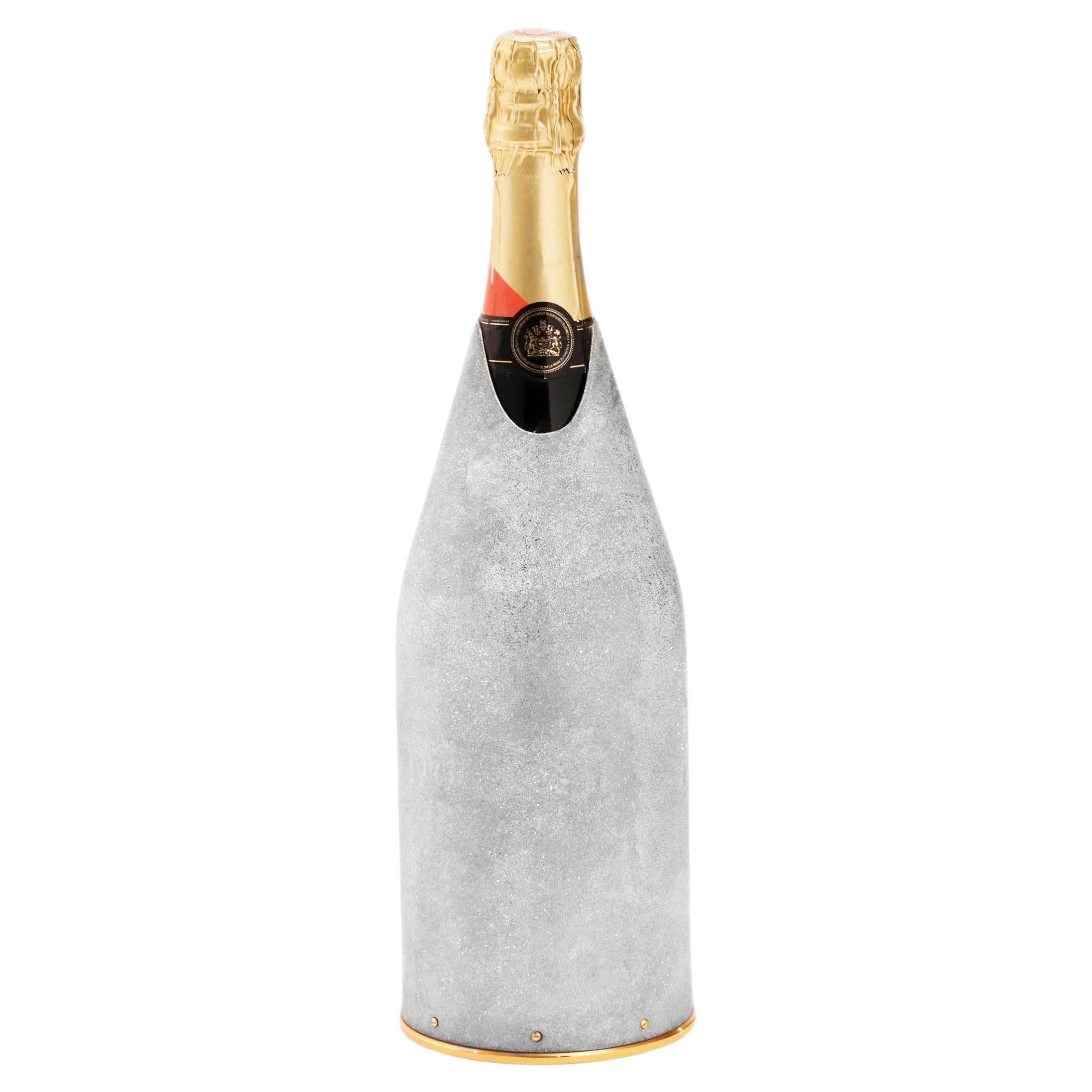 Champagne Cooler In Pure Silver, Diamond design, Handcrafted, Wedding Gift