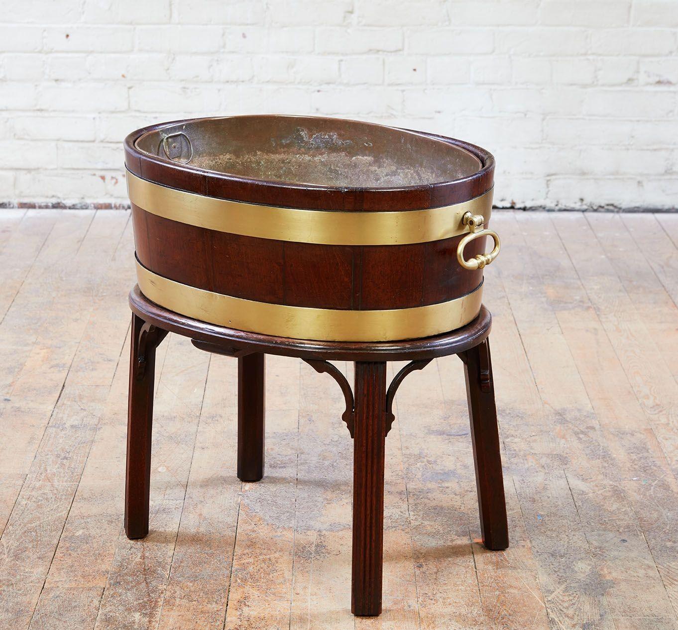 Brass George III Wine Cooler on Stand For Sale