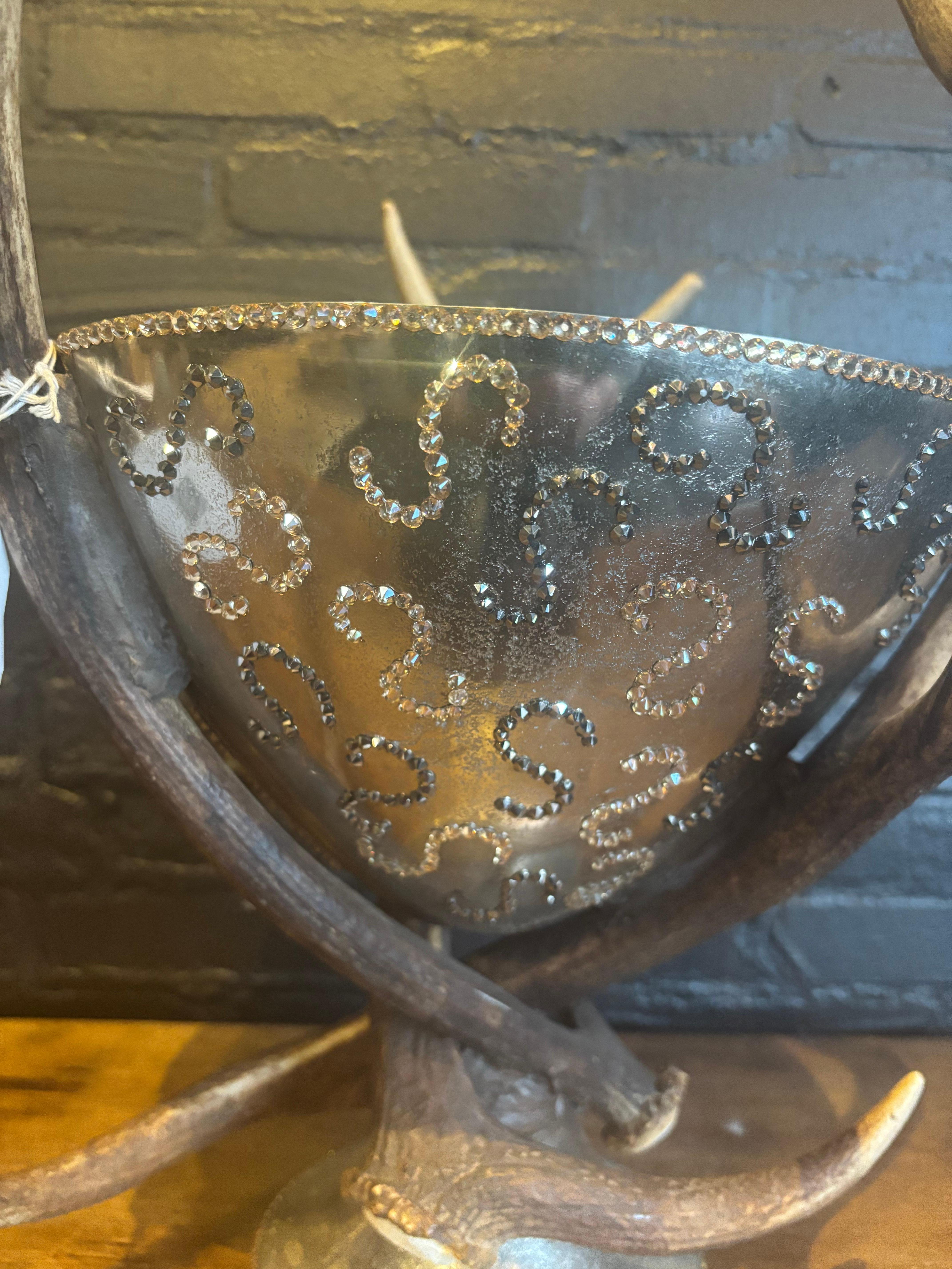 Champagner-Kühler mit roten Hirschgeweihen und Swarovski-Schrystals (Geweih) im Angebot