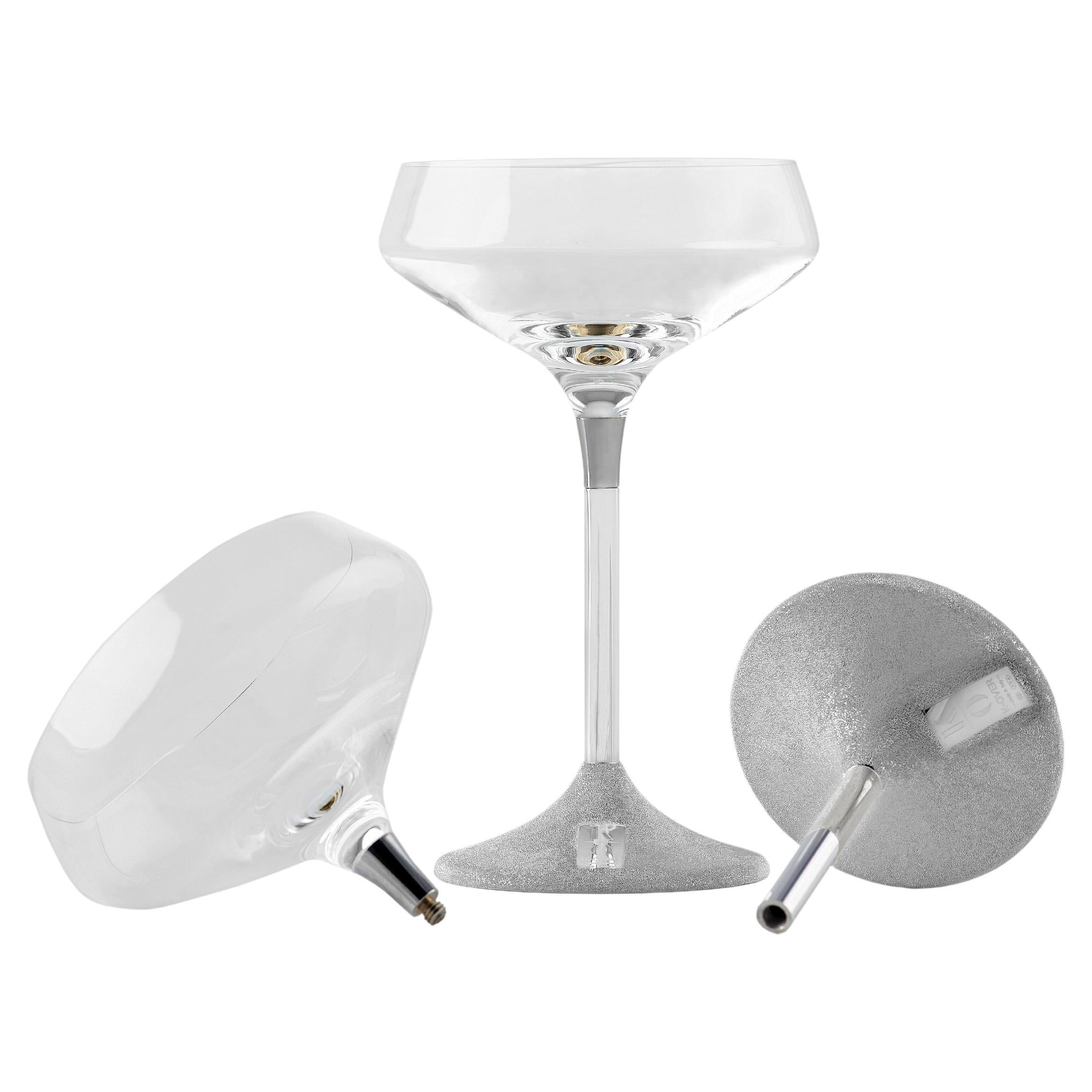 Champagne Coupe Glass, Sterling Silver, set of 2, Made in Italy