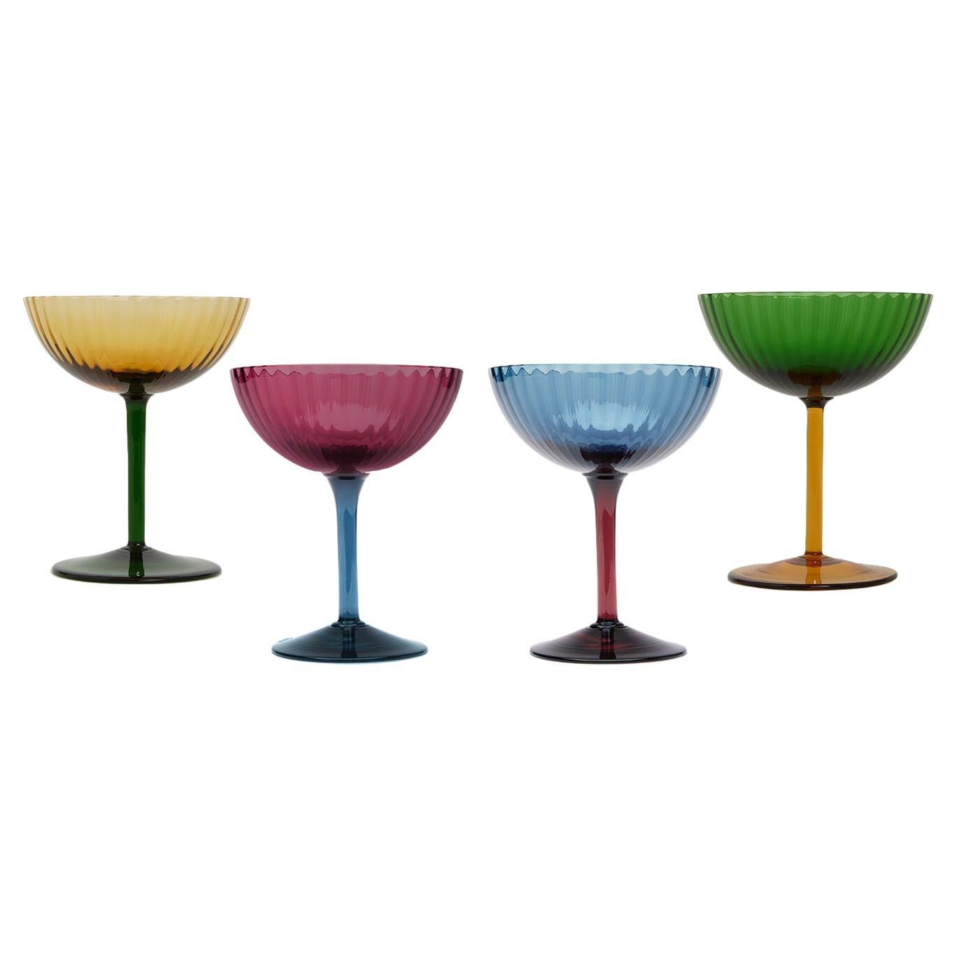 Champagne Coupe Set of 4 by La DoubleJ, Murano Glass, Made in Italy
