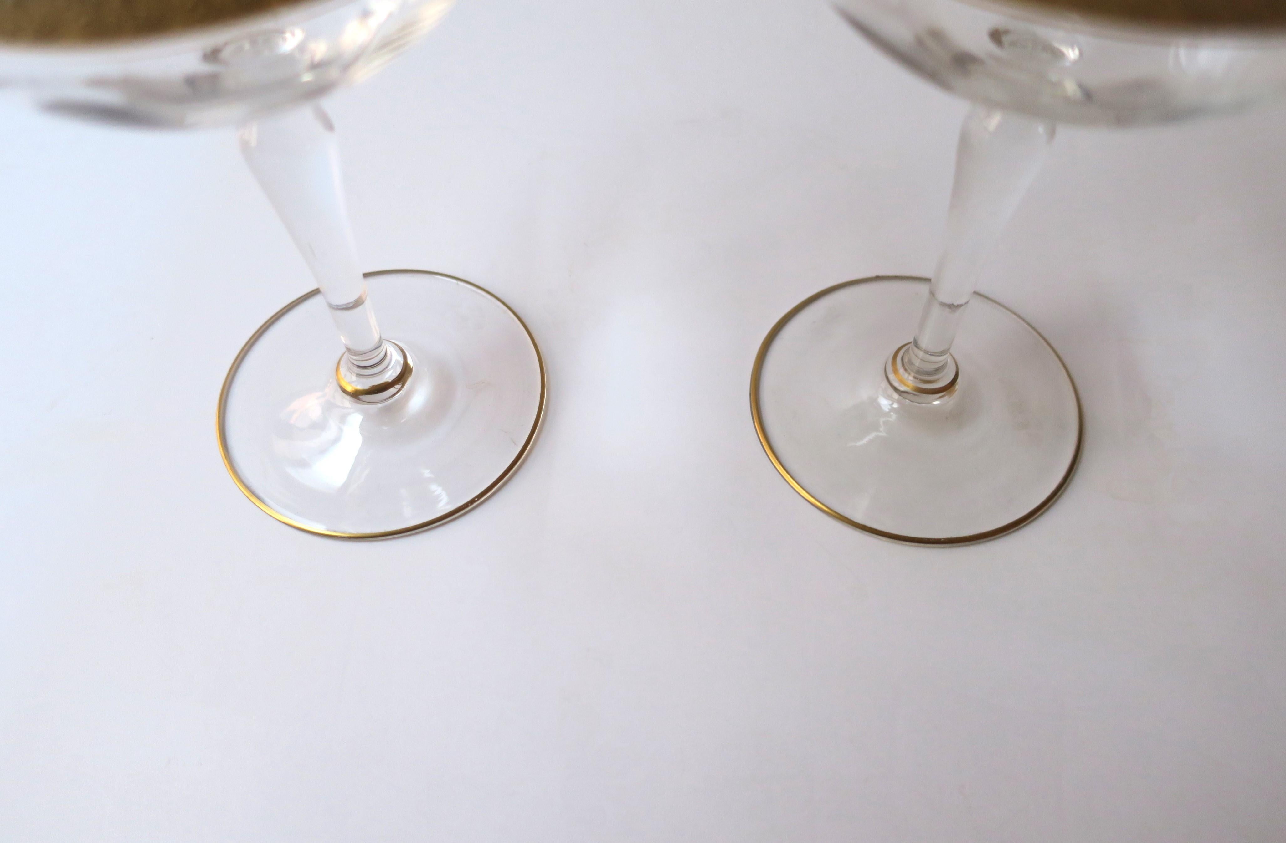 Champagne Coupes Cocktail Glasses with Gold Rim, Pair For Sale 3