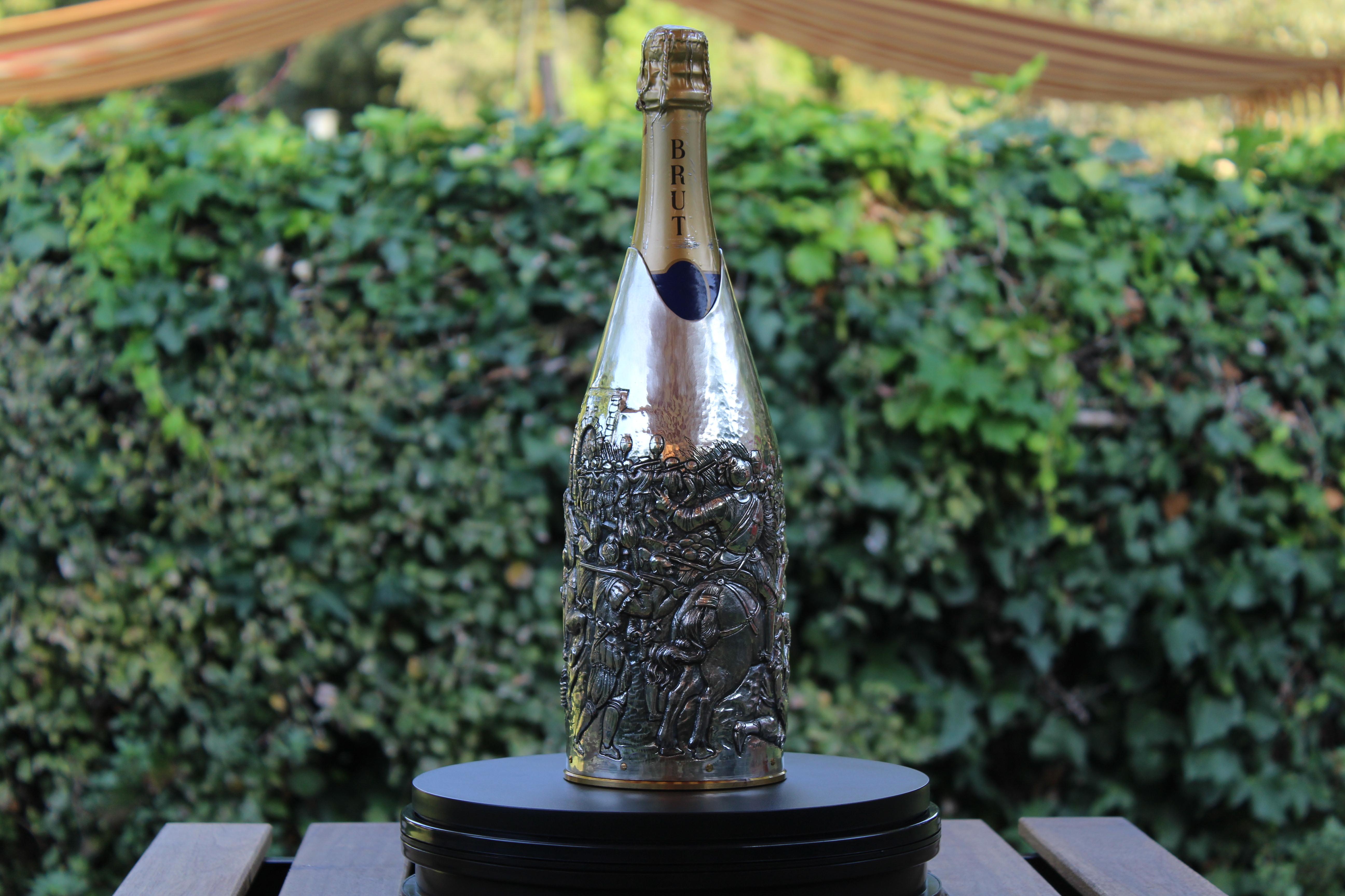 Champagnerfarbener Deckel aus massivem reinen Silber, Battaglia Camollia, Italien im Angebot 6