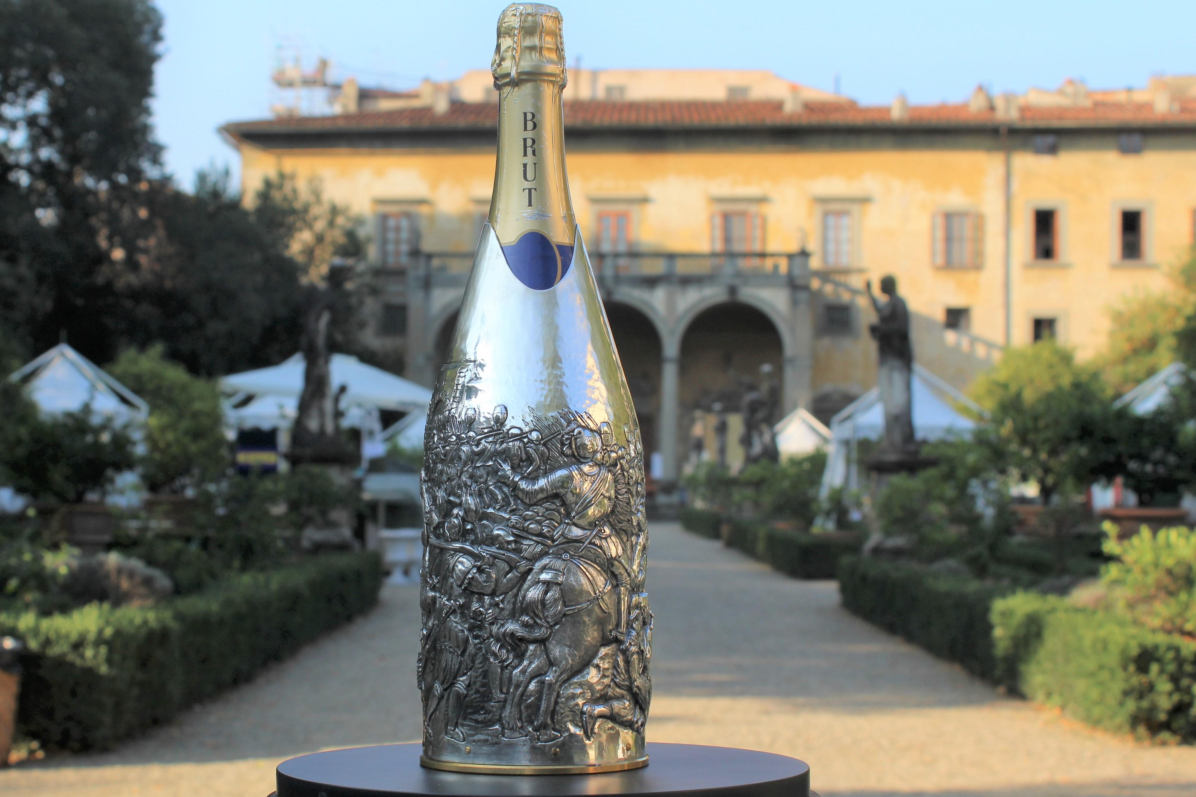 Champagnerfarbener Deckel aus massivem reinen Silber, Battaglia Camollia, Italien im Angebot 5