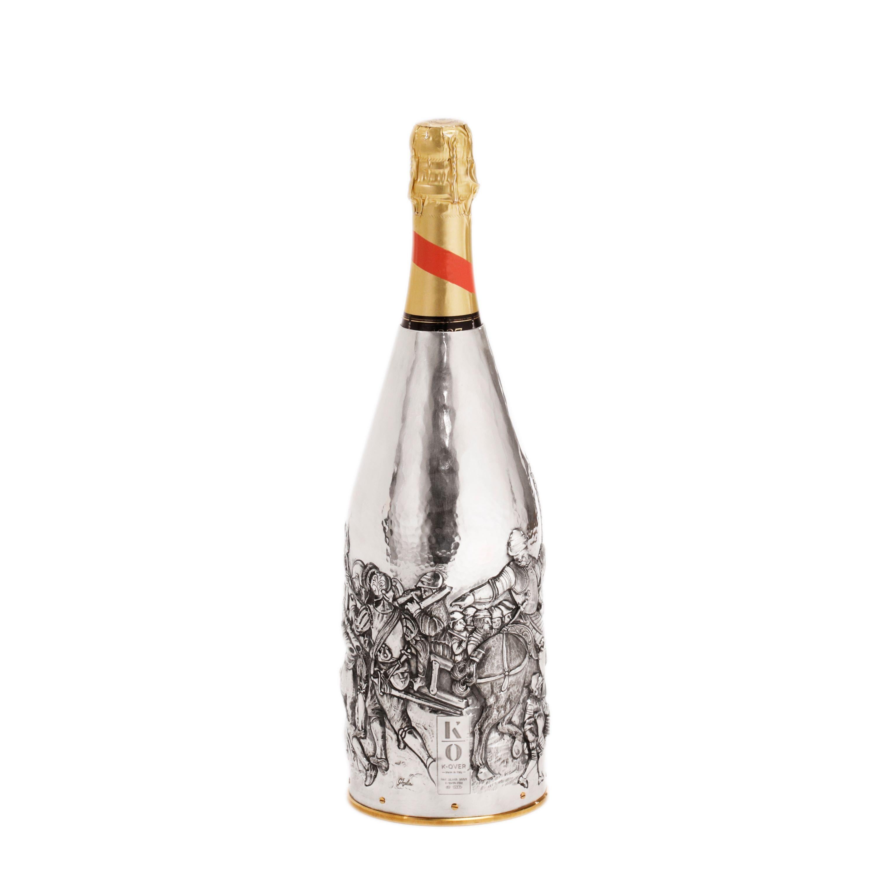 Champagnerfarbener Deckel aus massivem reinen Silber, Battaglia Camollia, Italien (Arts and Crafts) im Angebot
