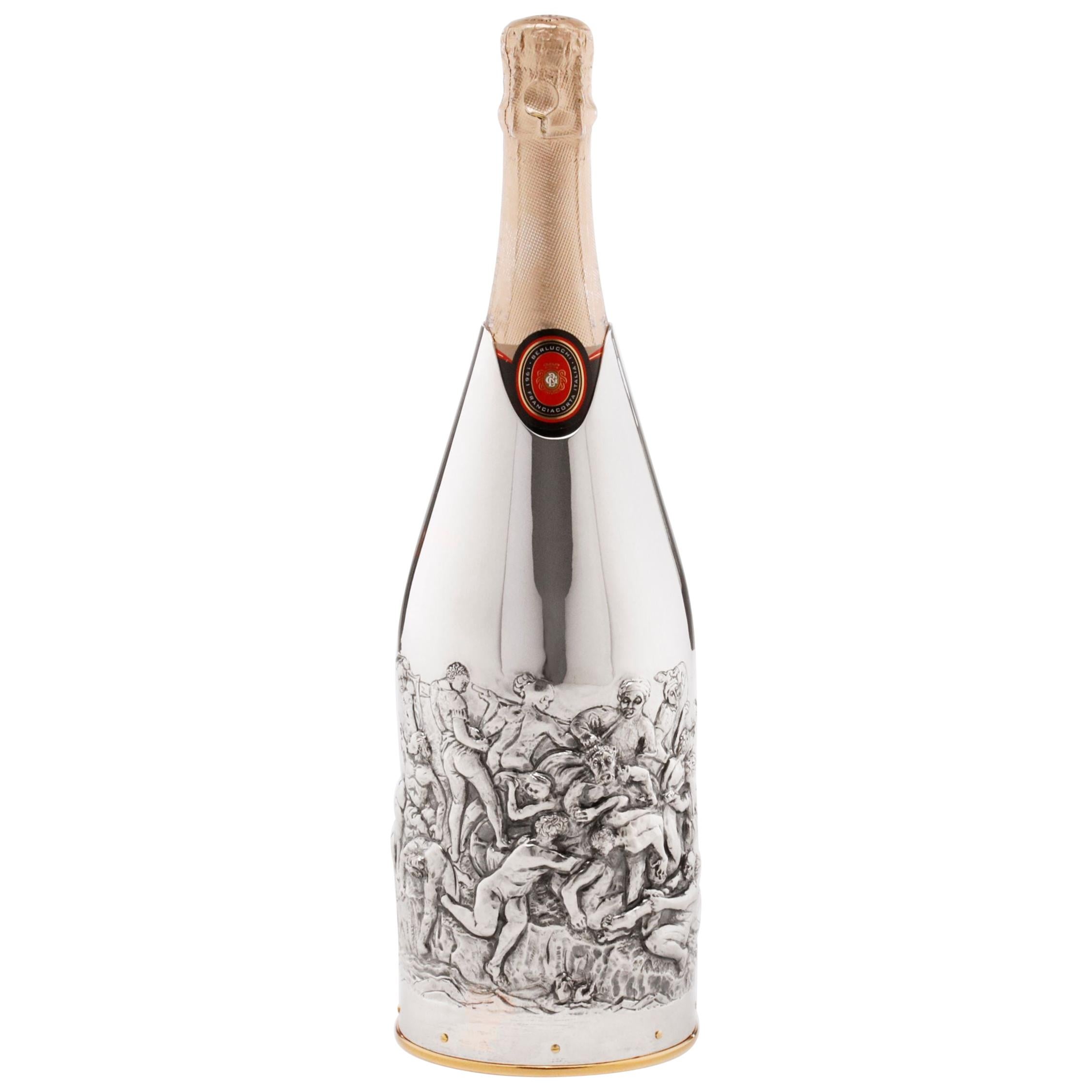 Champagnerfarbener Deckel aus massivem reinen Silber, Battaglia di Cascina, 2019 im Angebot