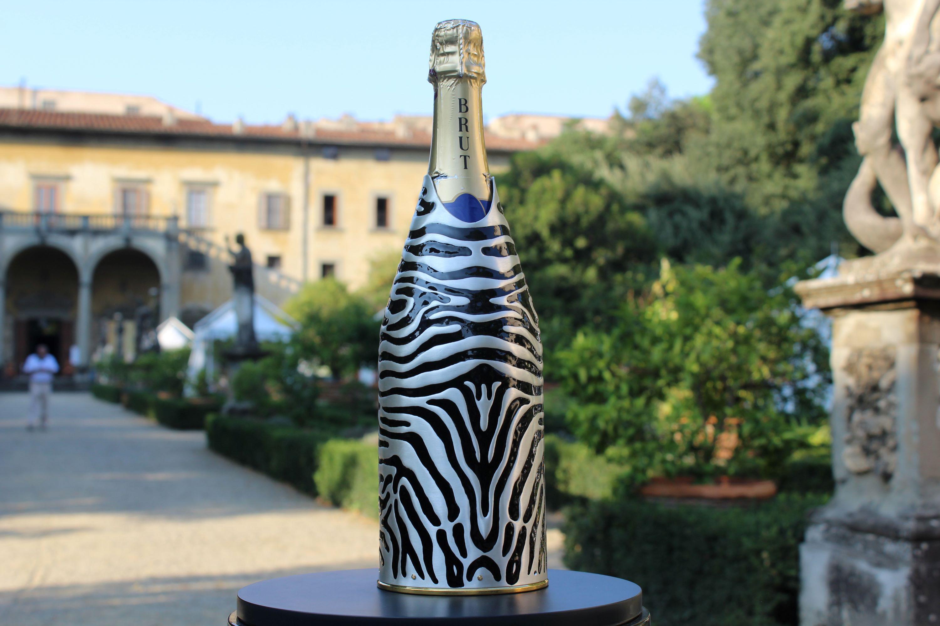 Champagnerfarbener Deckel aus massivem reinen Silber, Zebra, 2020, Italien für Damen oder Herren im Angebot