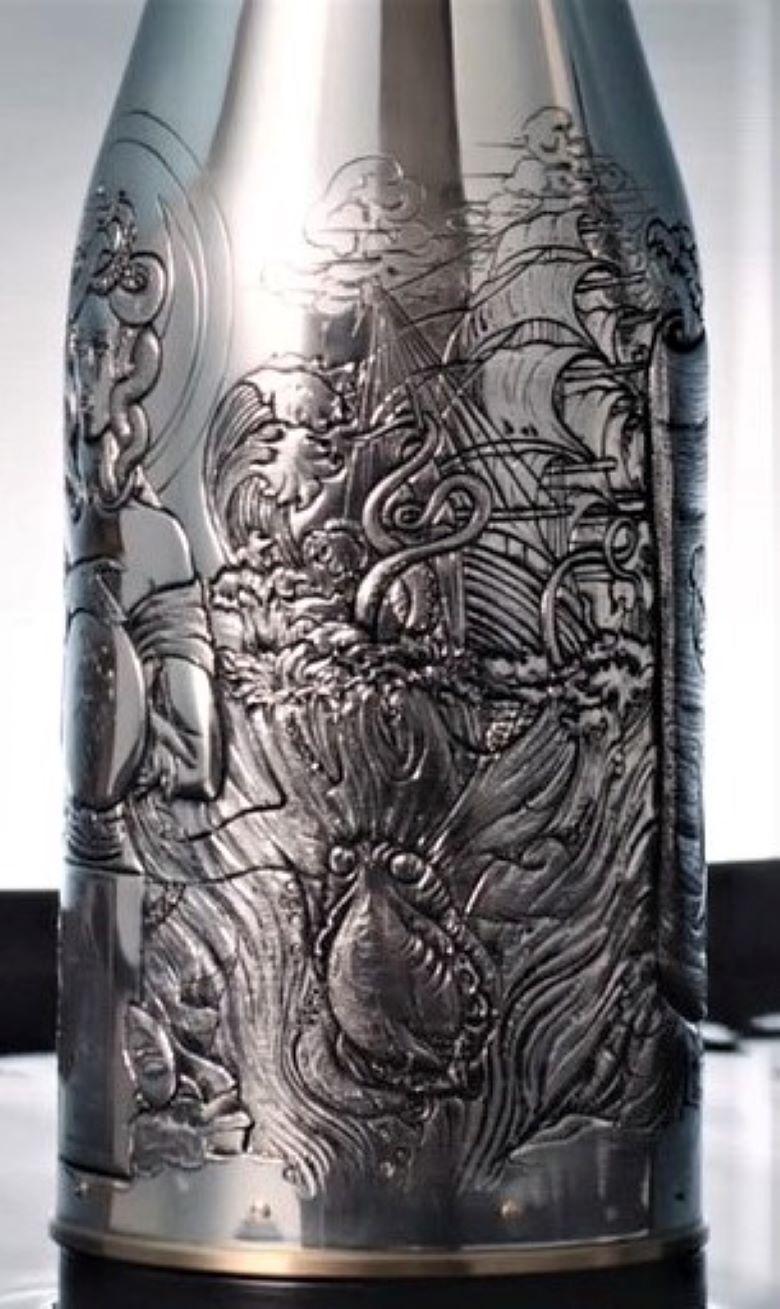 Champagne Bottle Cover, Pirates Stories, Luxury Corporate Gift , Silver, Italy For Sale 1