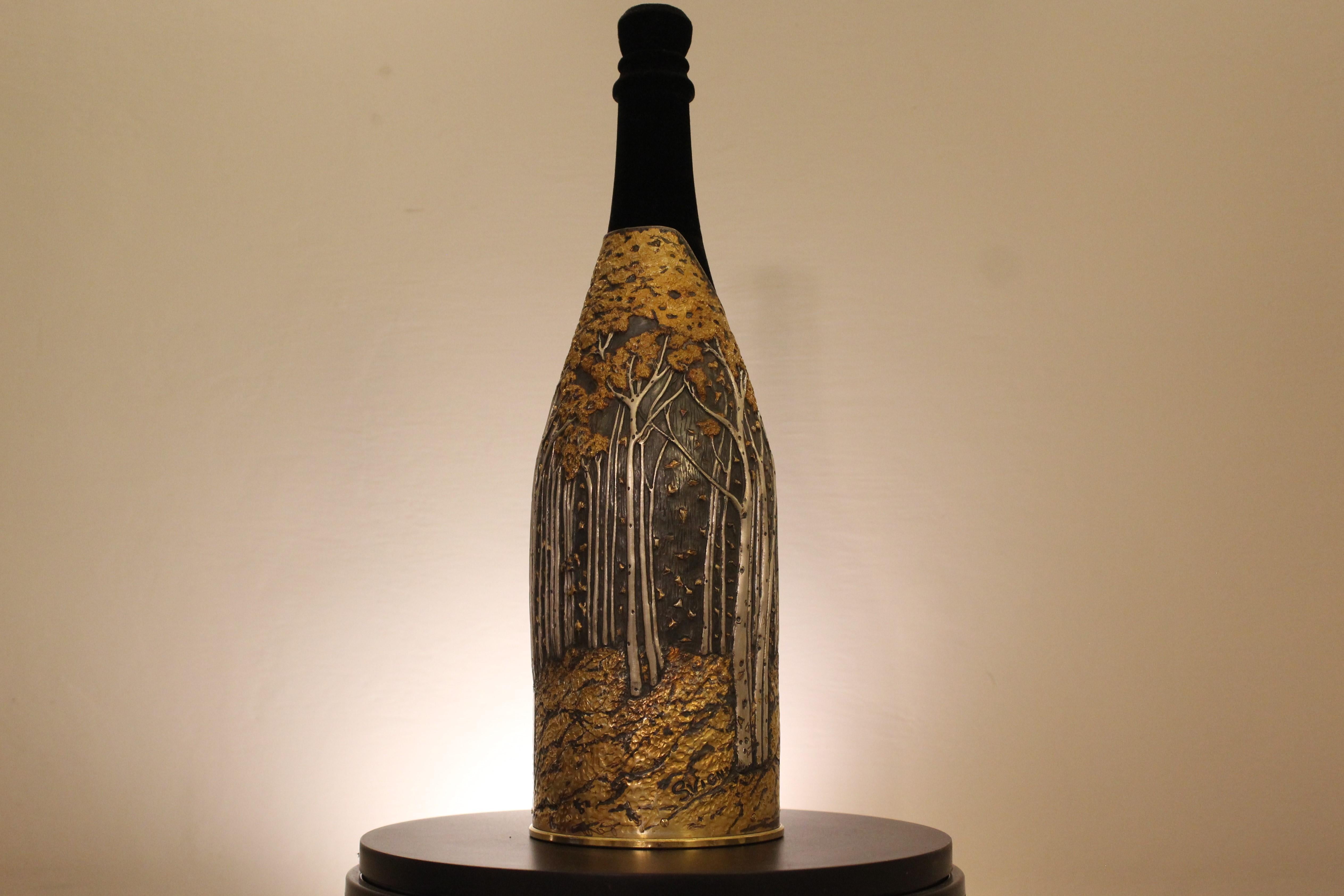 K-OVER Champagne, 21st Century, Solid Pure Silver, Wood in Autumn, Italy In Excellent Condition For Sale In Firenze, IT