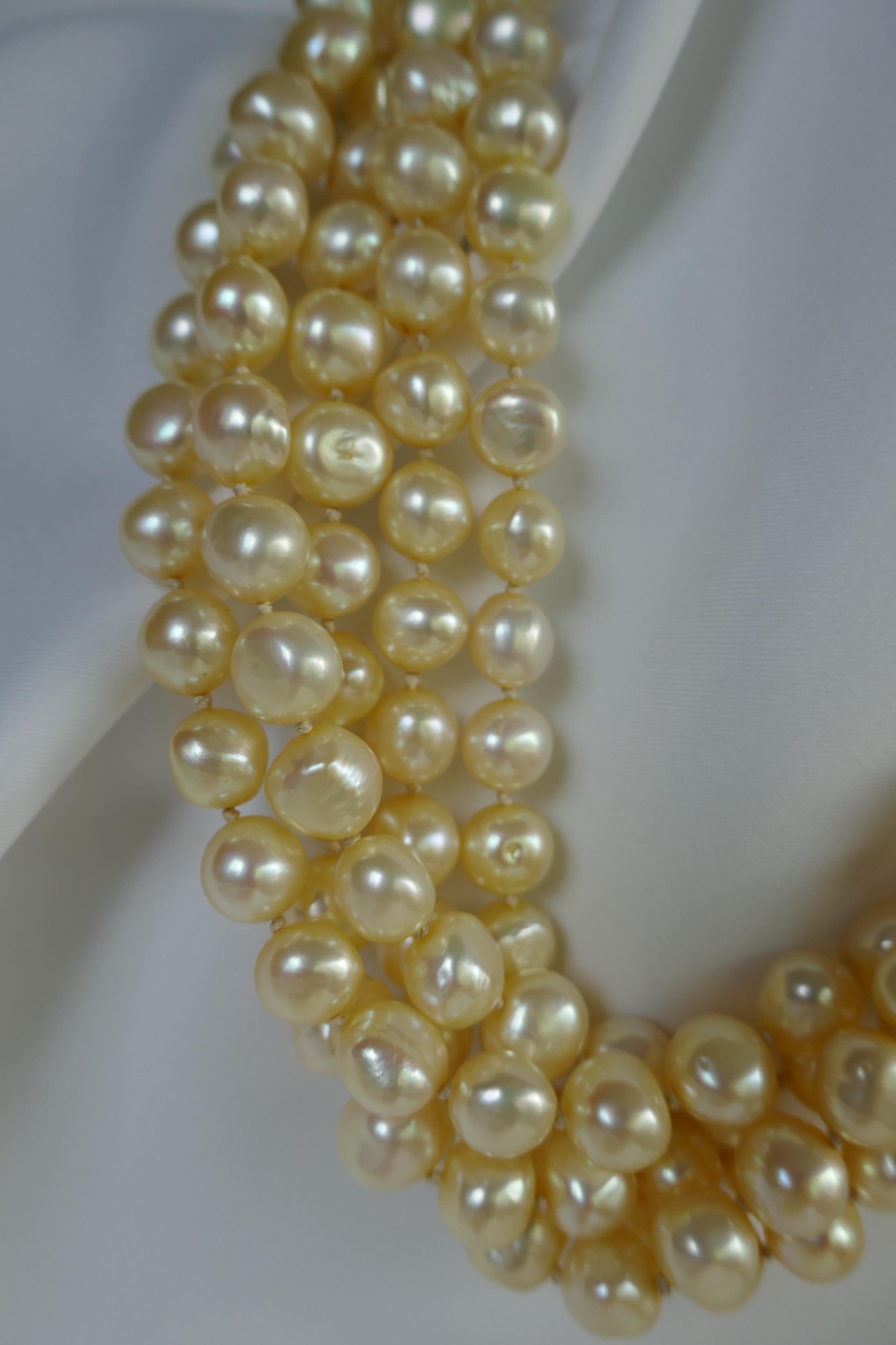 I love nugget pearls and I love making these five strand nugget pearl necklaces. These necklaces are classic yet very modern. I wear mine with jeans and a t-shirt or on more formal occasions. You can even make more formal by what earrings you wear.