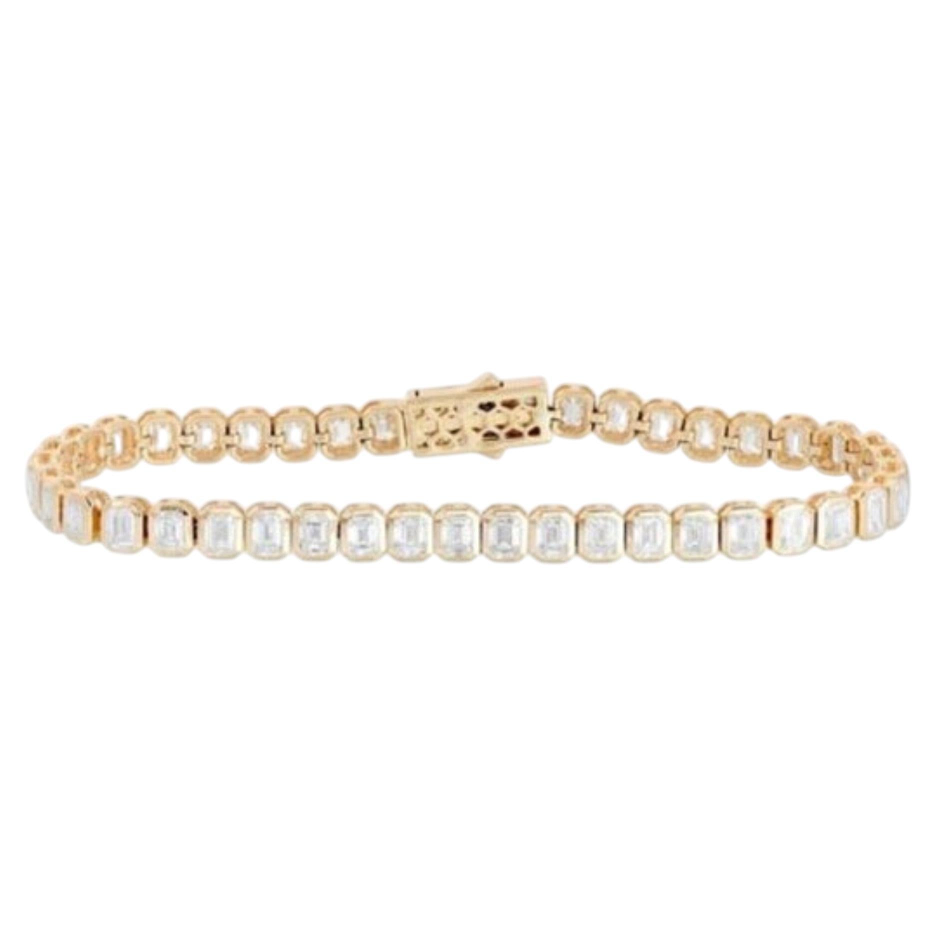 Champagne Diamond 14K (or 18k upon request) Yellow Gold Tennis Bracelet For Sale