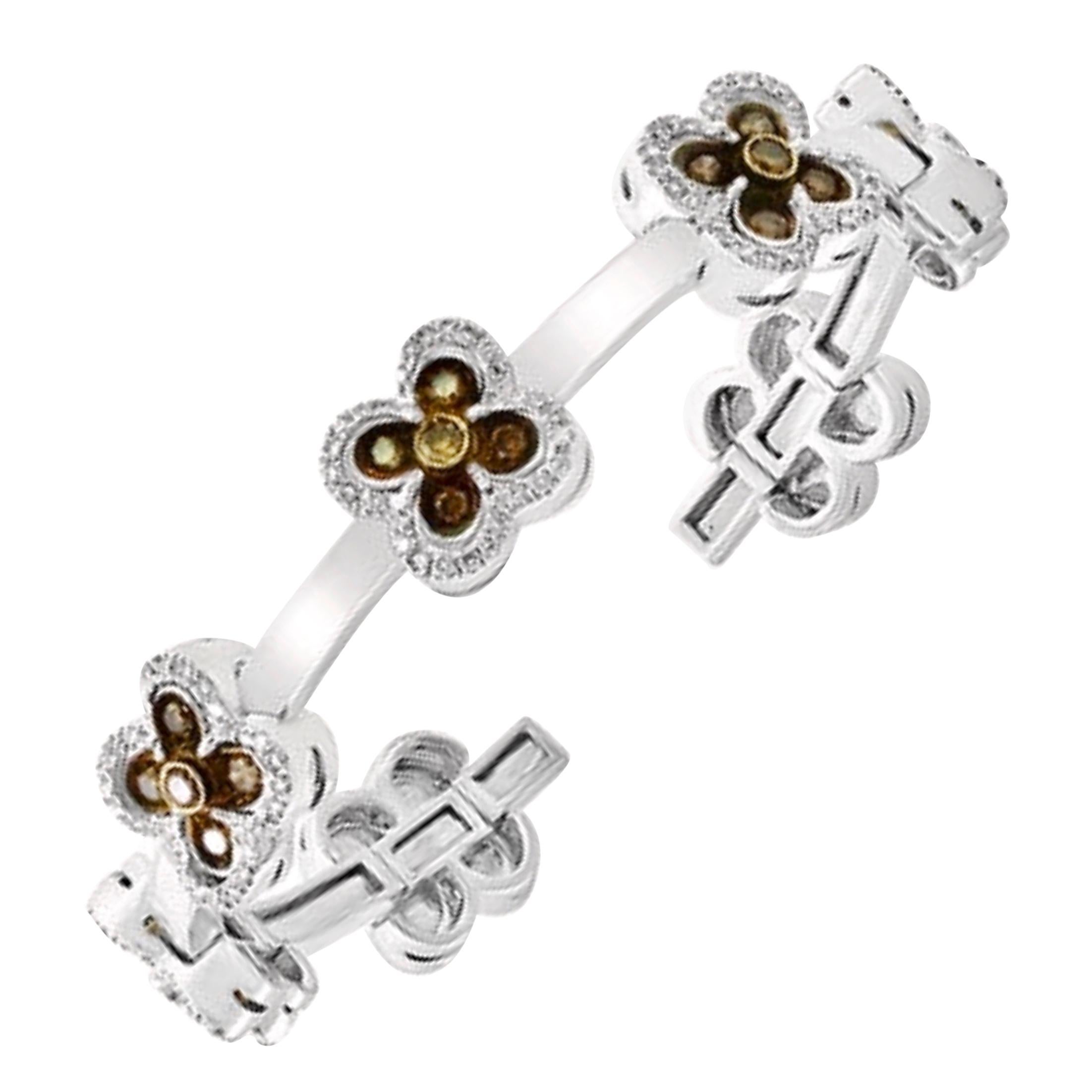 Champagne Diamond and Gold 36 Grams Cuff Bangle /Bracelet in 18 Karat