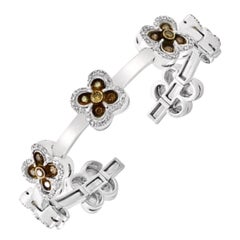 Champagne Diamond and Gold 36 Grams Cuff Bangle /Bracelet in 18 Karat White Gold