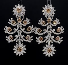 Champagne Diamond Chandelier White Gold Earrings
