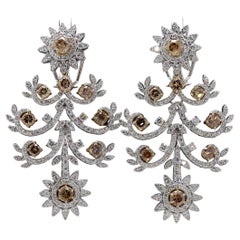 Champagne Diamond Chandelier White Gold Earrings