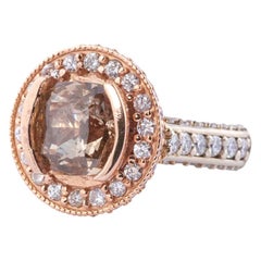 Champagne Diamond Cushion Cut Engagement Ring