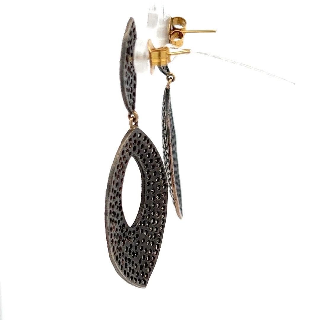 Contemporary Champagne Diamond Dangle Black Rhodium Earrings For Sale