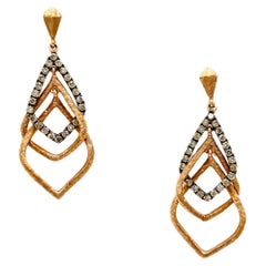 Champagne Diamond Dangle Earrings in 14K Rose Gold