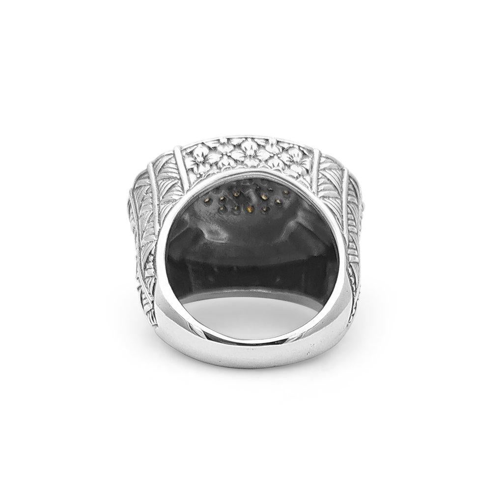 Champagne Diamond & Engraved Sterling Silver Ring 3