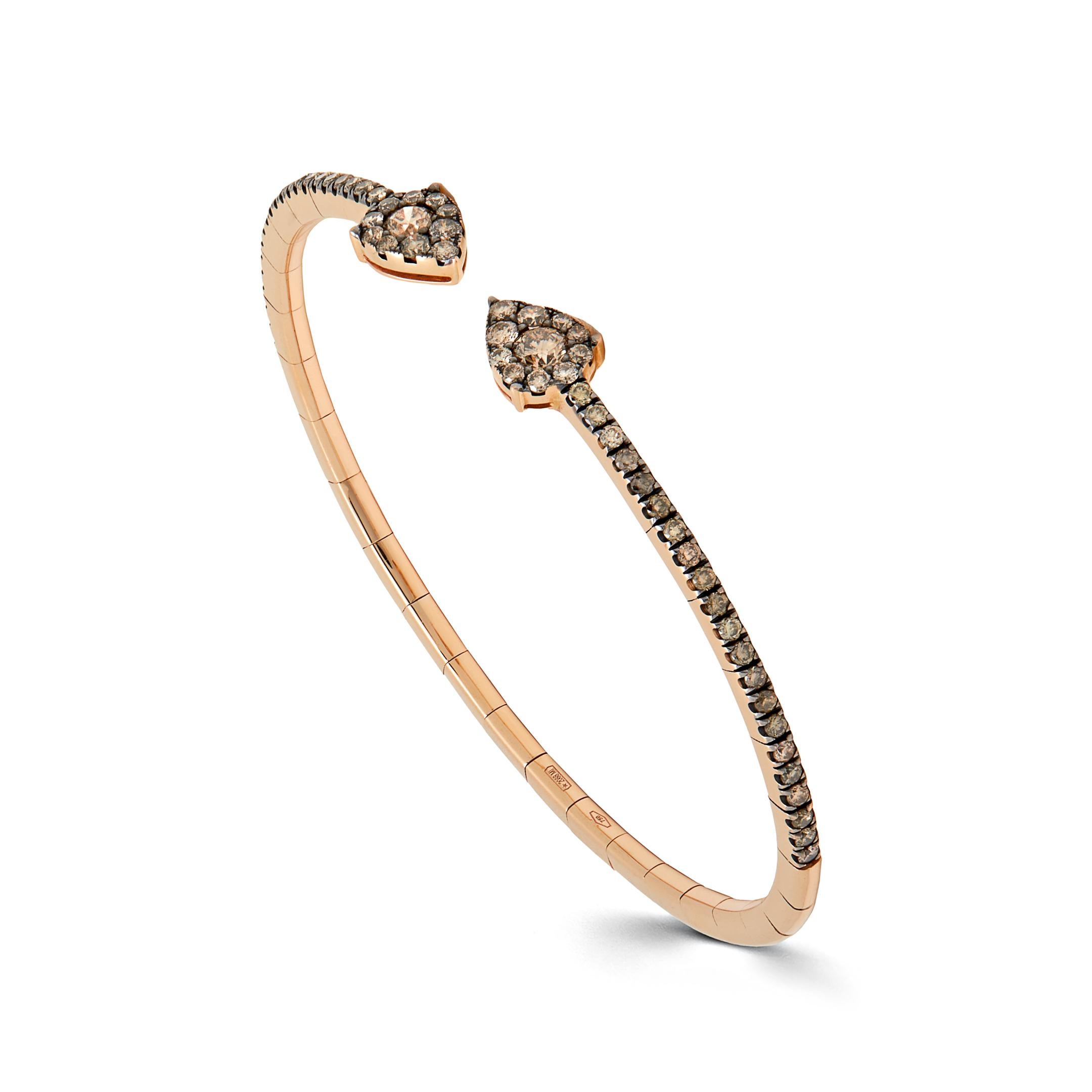 Brazalete flexible con diamantes champán Corte redondo en venta