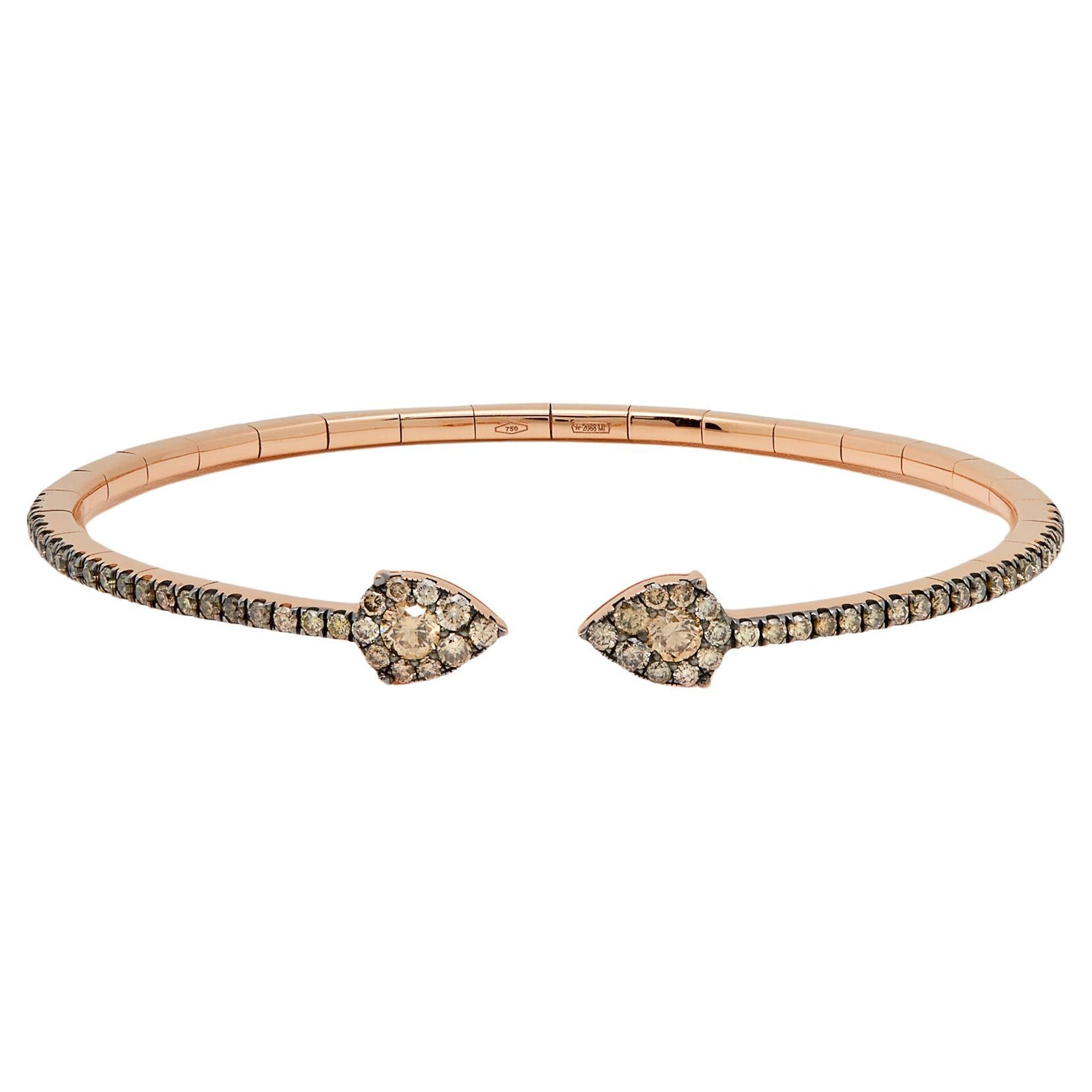 Champagne Diamond Flexible Cuff Bracelet