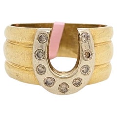Champagne Diamond Horseshoe Ring in 14K 2 Tone Gold