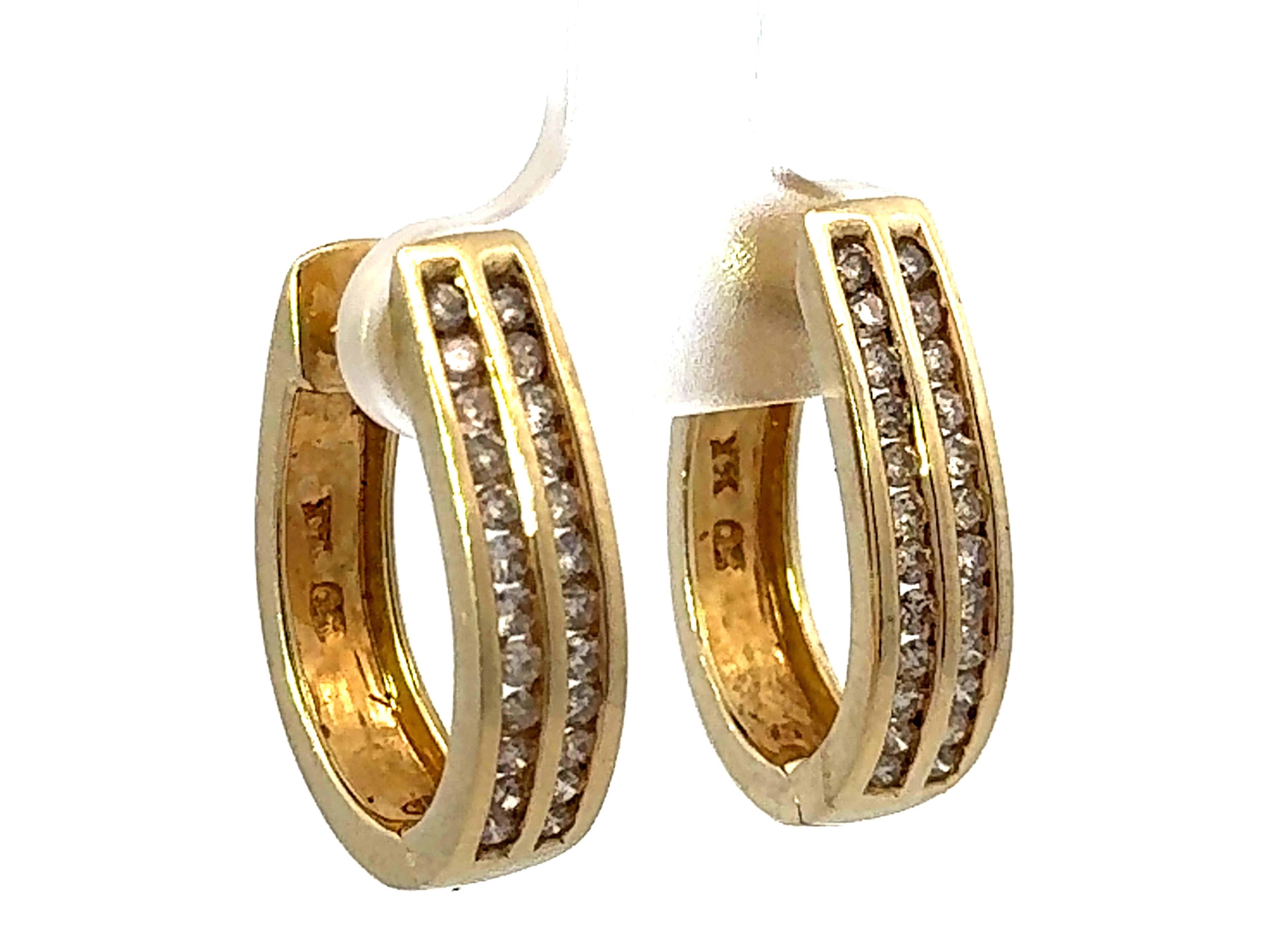 Moderne Créoles champagne ovales en or jaune 14 carats massif en vente