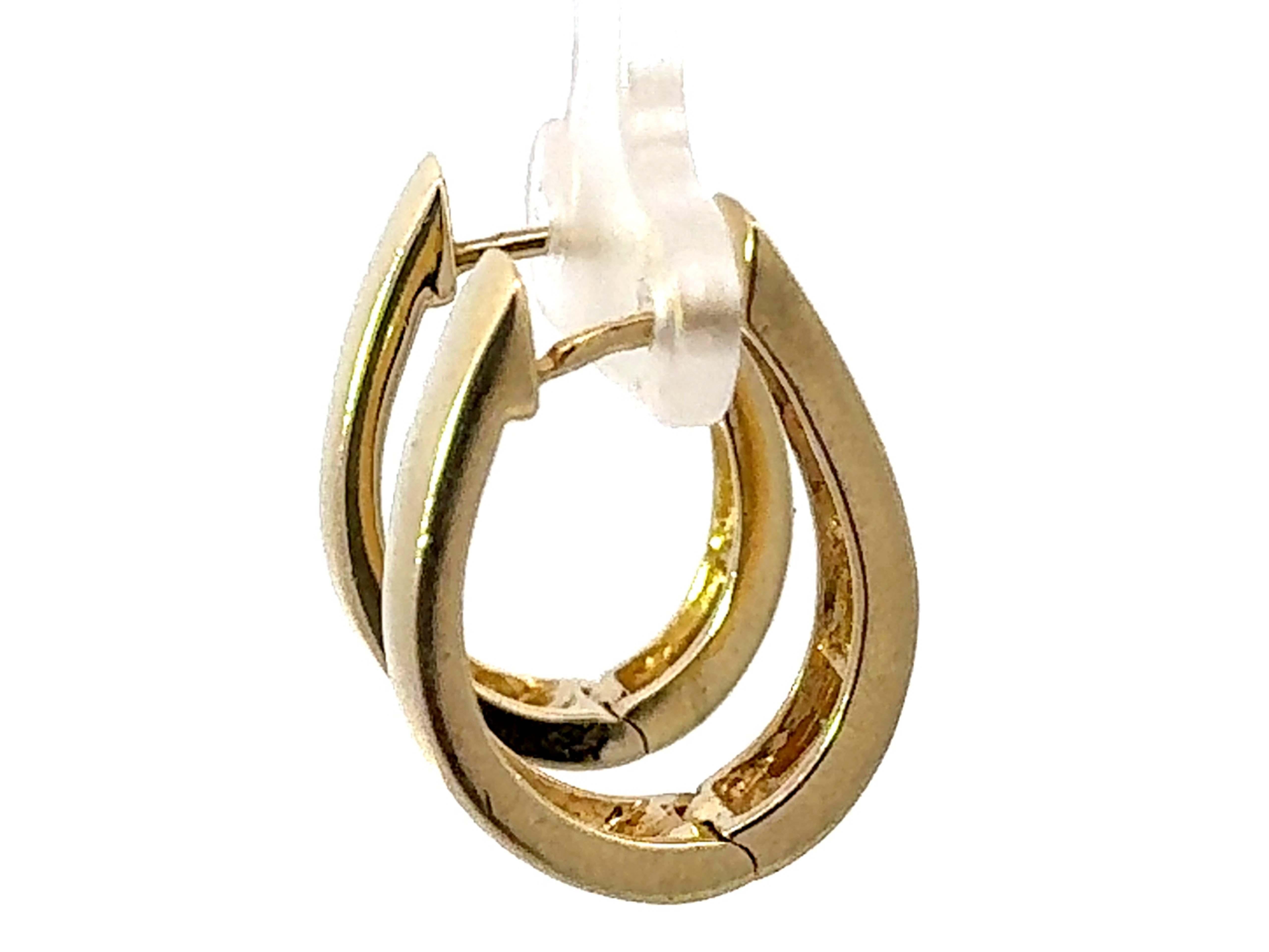 Créoles champagne ovales en or jaune 14 carats massif Excellent état - En vente à Honolulu, HI