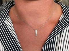 Champagne Diamond Rectangle Necklace 18k White Gold