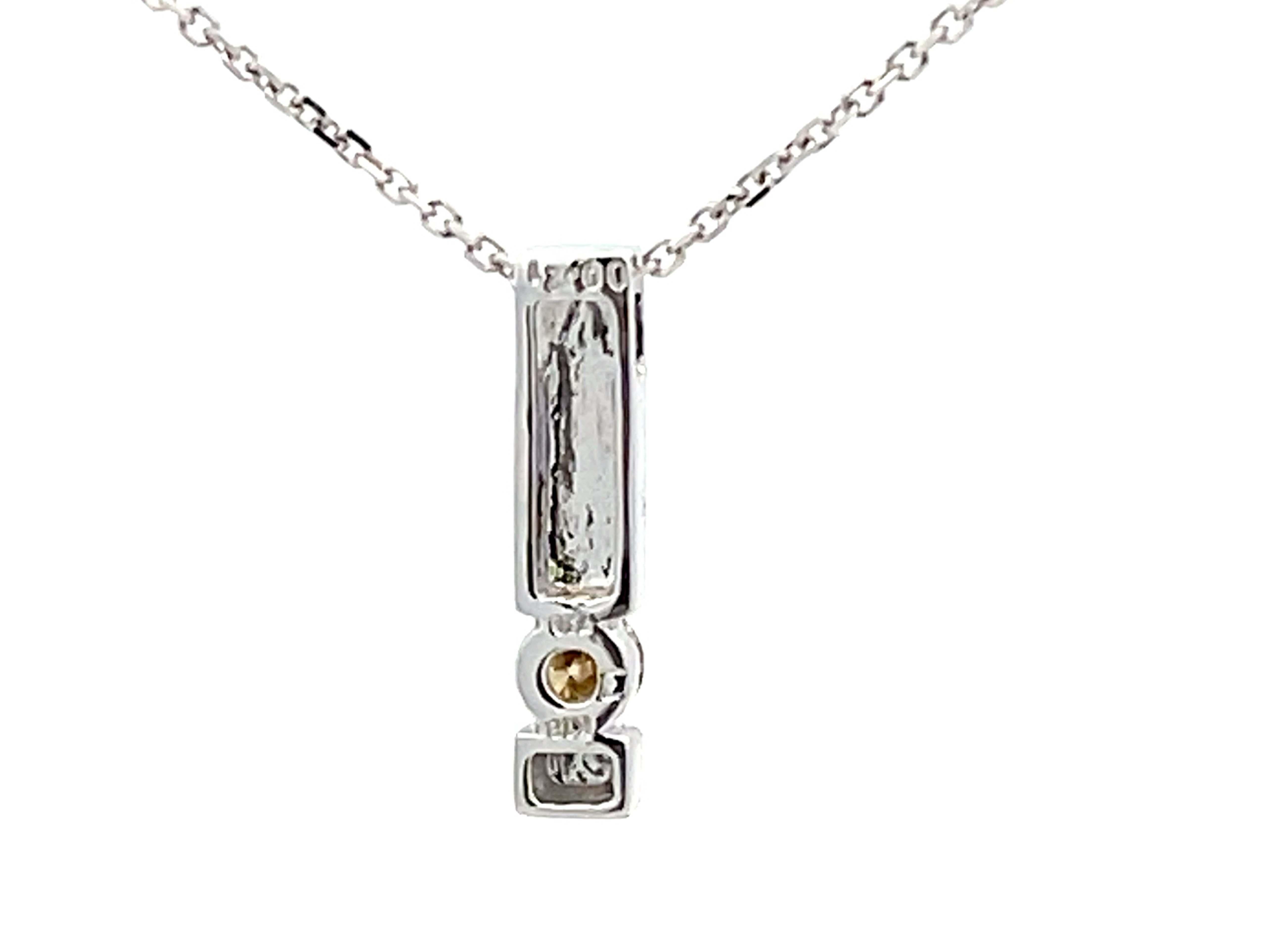 Women's Champagne Diamond Rectangle Necklace 18k White Gold For Sale
