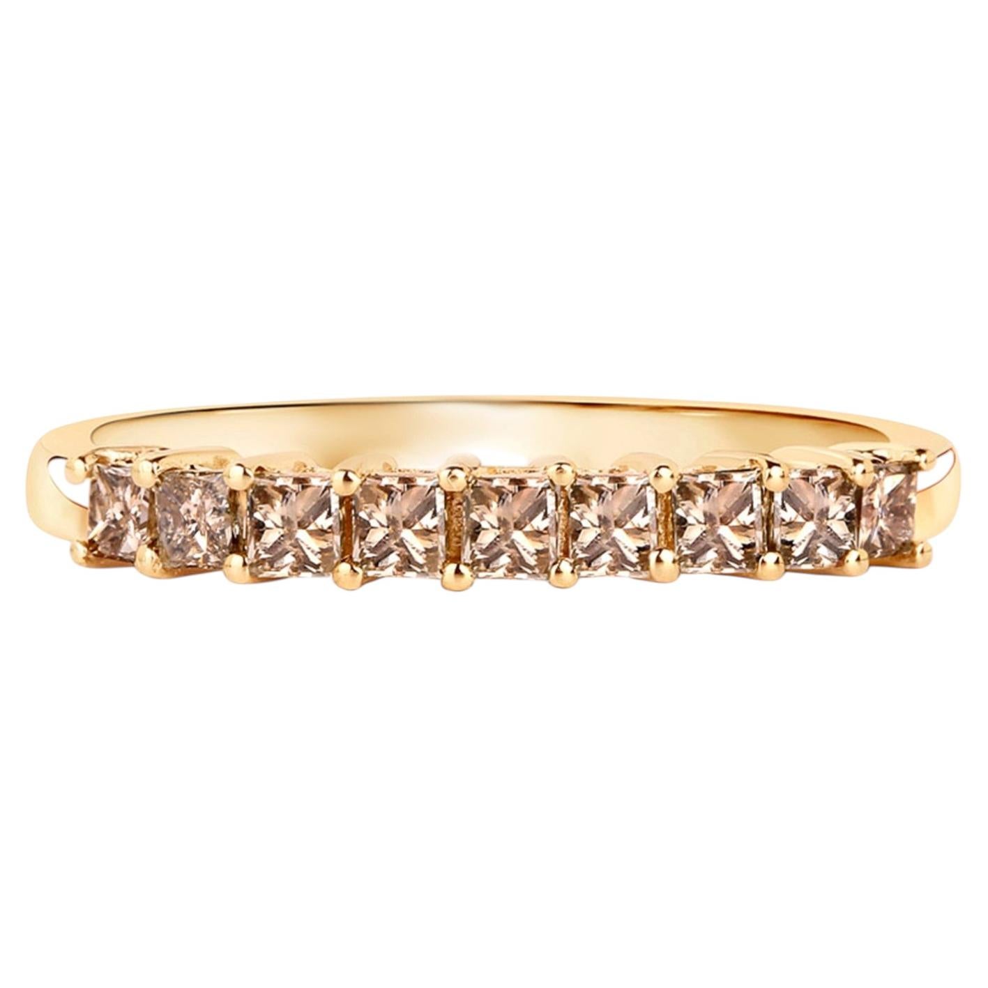Champagne Diamond Ring 0.48 Carats 14K Yellow Gold