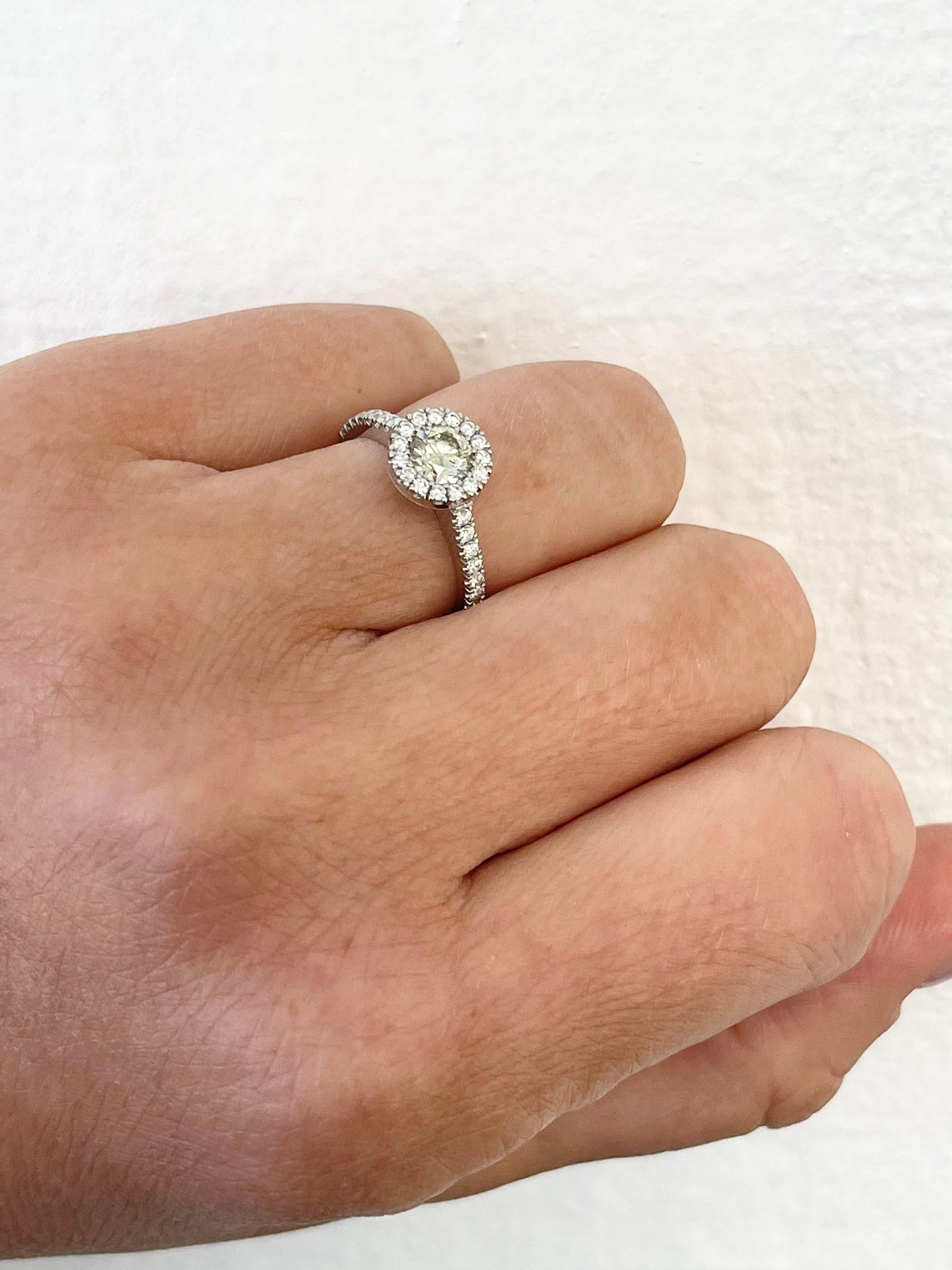 Champán Anillo de diamantes 0,50 ct Anillo de diamantes 18KT oro Corte brillante en venta