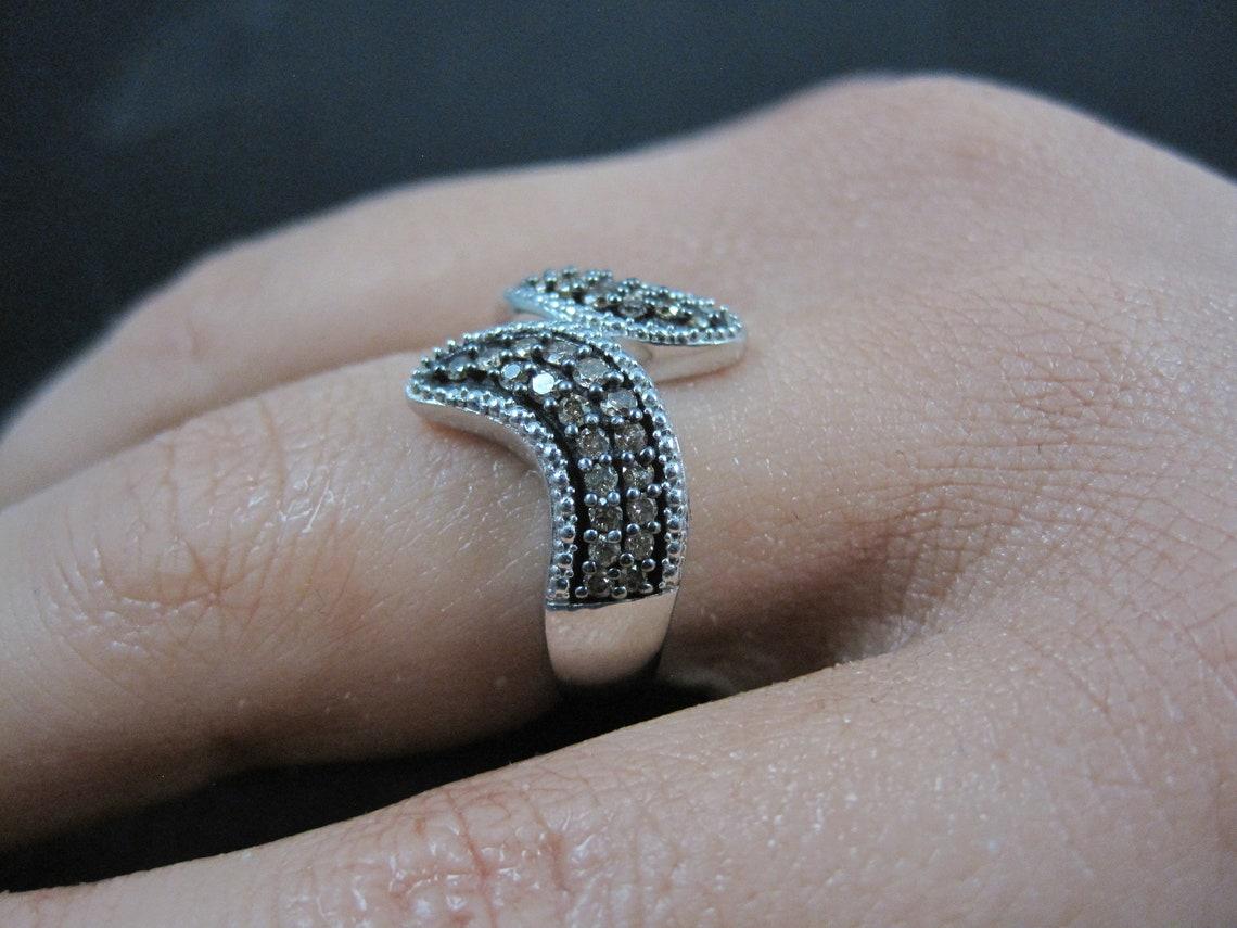 Champagne Diamond Ring Size 5 Sterling Silver 1.14 CWT For Sale 4