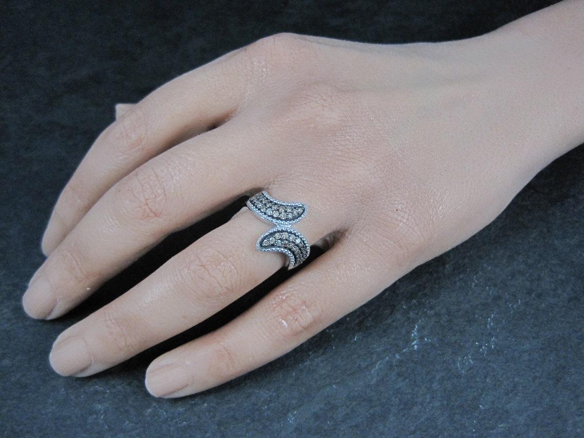 Champagne Diamond Ring Size 5 Sterling Silver 1.14 CWT For Sale 5
