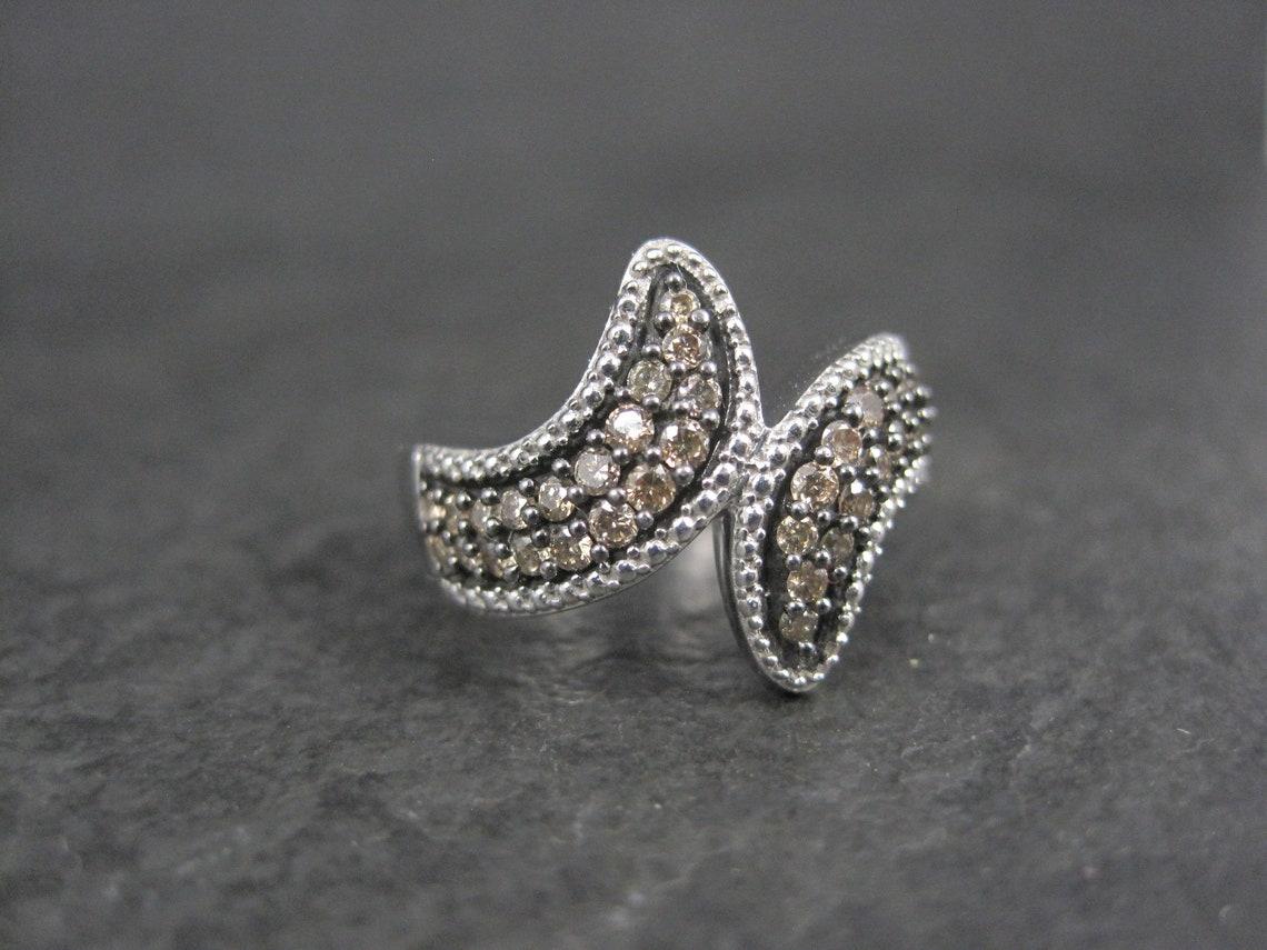 Champagne Diamond Ring Size 5 Sterling Silver 1.14 CWT For Sale 1