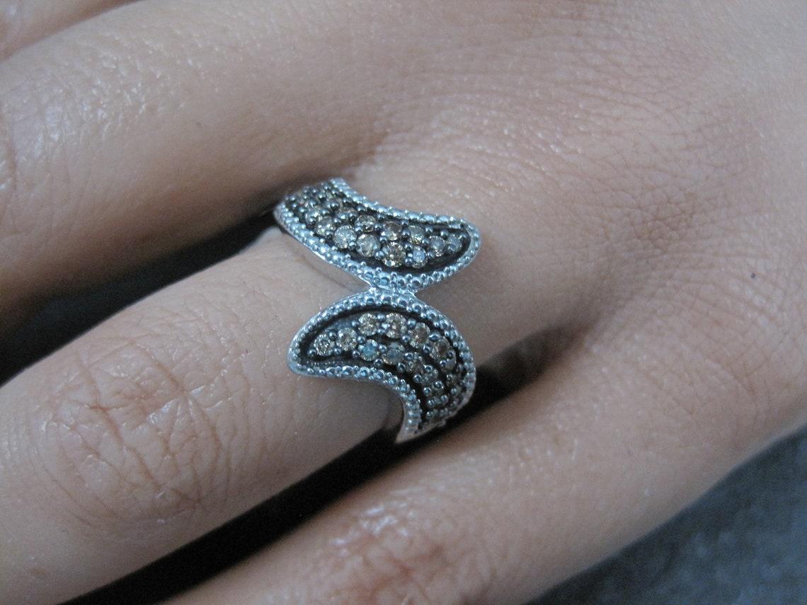 Champagne Diamond Ring Size 5 Sterling Silver 1.14 CWT For Sale 2