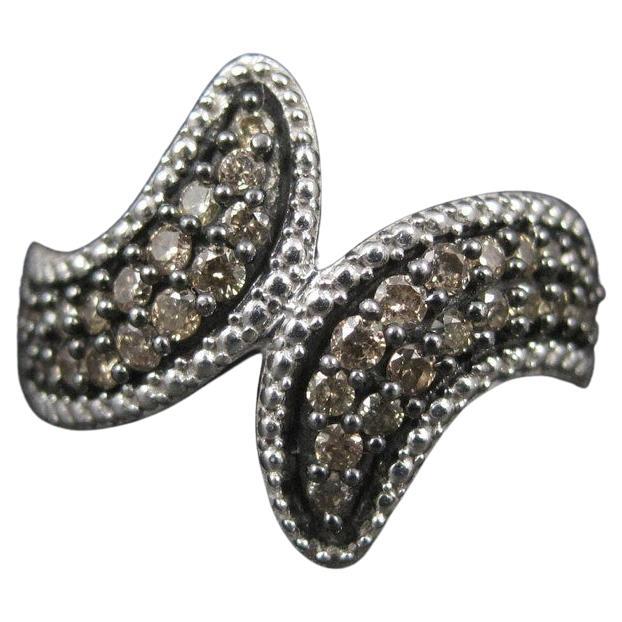 Anillo Diamante Champán Talla 5 Plata de Ley 1.14 CWT