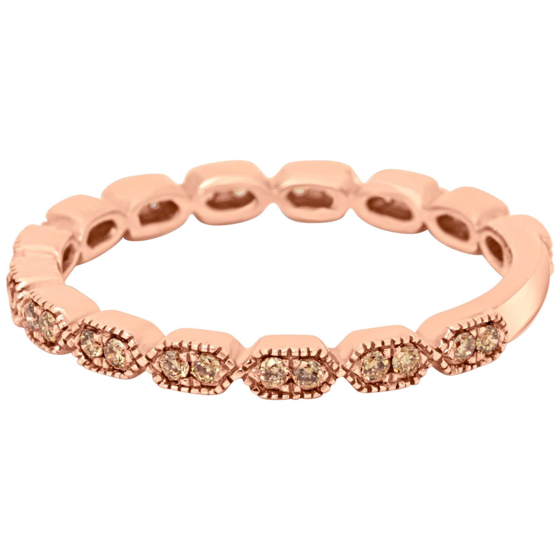 Champagne Diamond Rose Gold Stackable Gold Band Ring